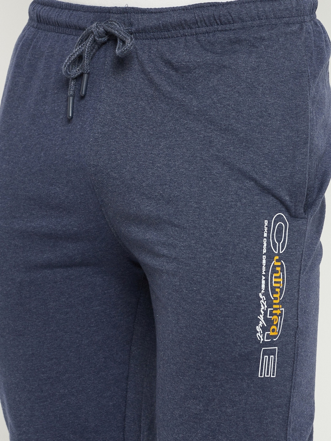 Image of DUKE Solid Men Blue Track Pants