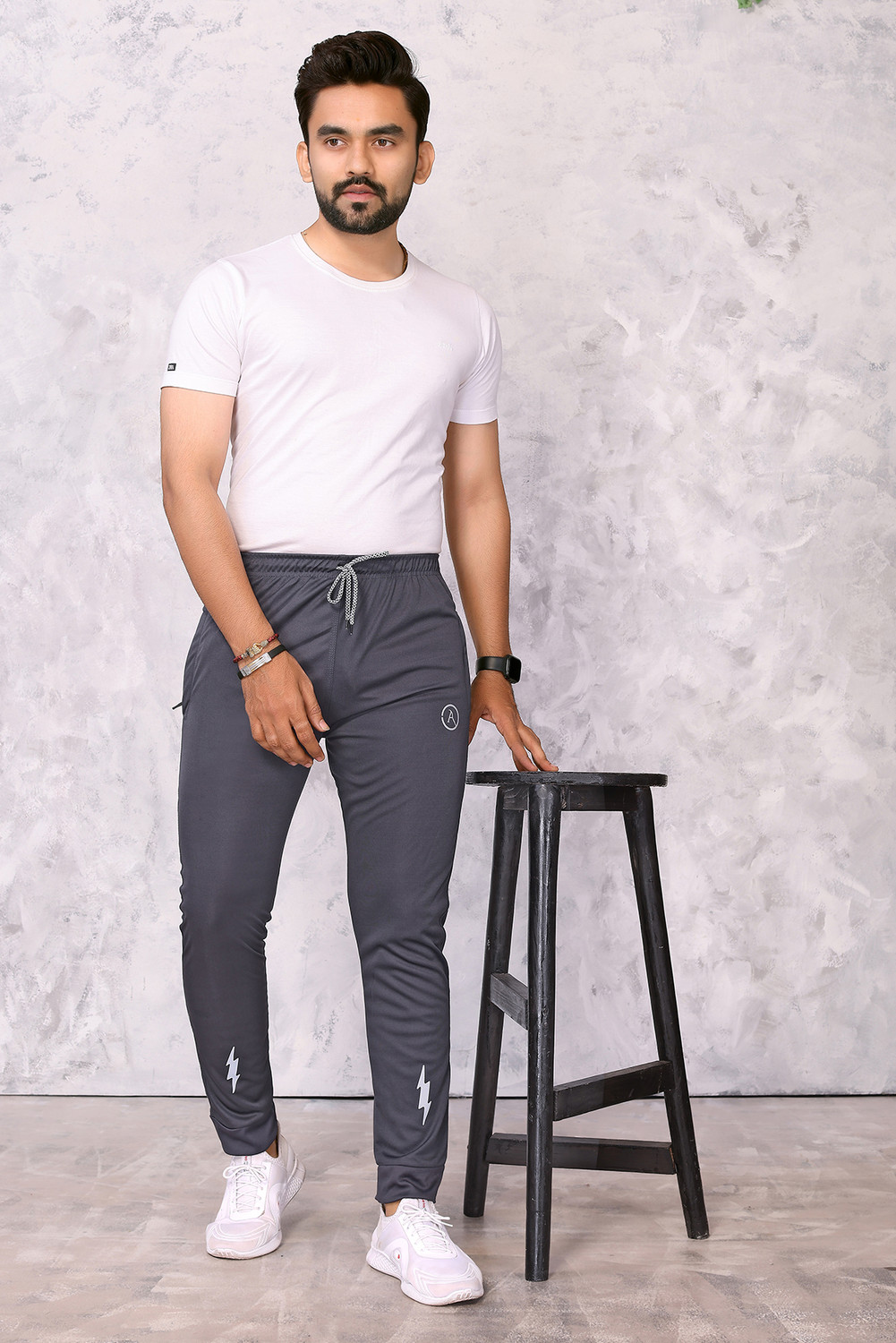 Image of Kashvi Chevron /Zig Zag Men Grey Track Pants