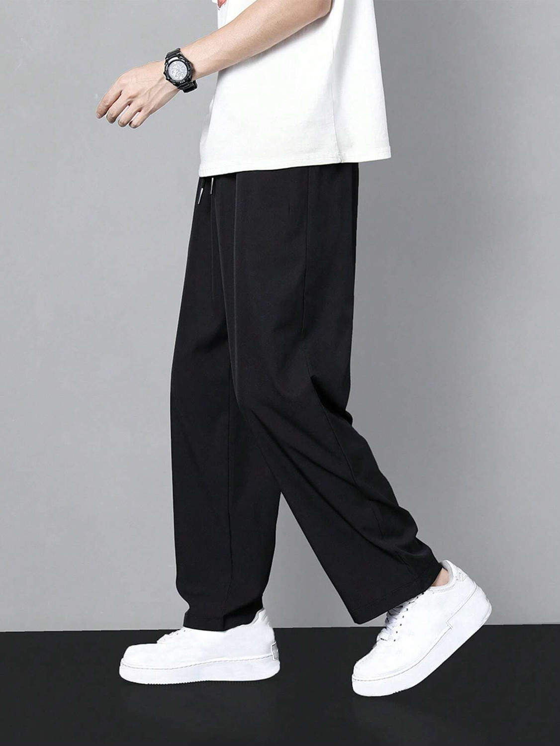 Image of METRONAUT Solid Men Black Track Pants