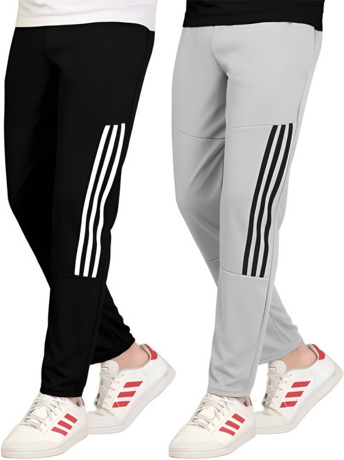 Image of harmin enterprise Striped Men Black, Grey Track Pants