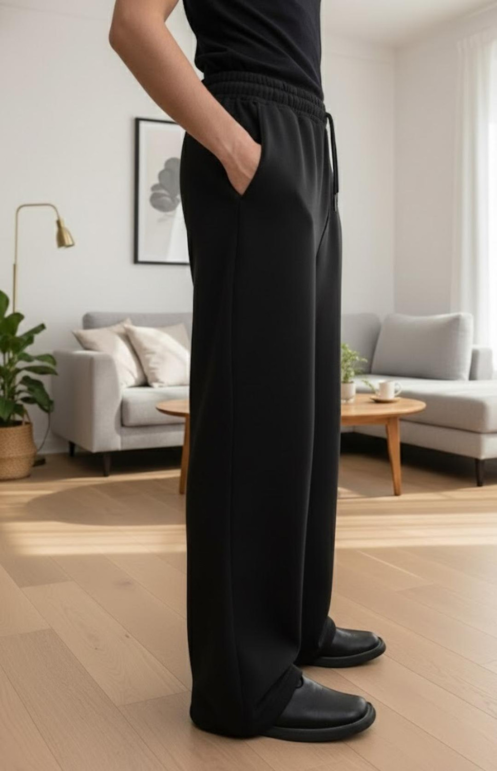 Image of Dockstreet Solid Men Black Track Pants