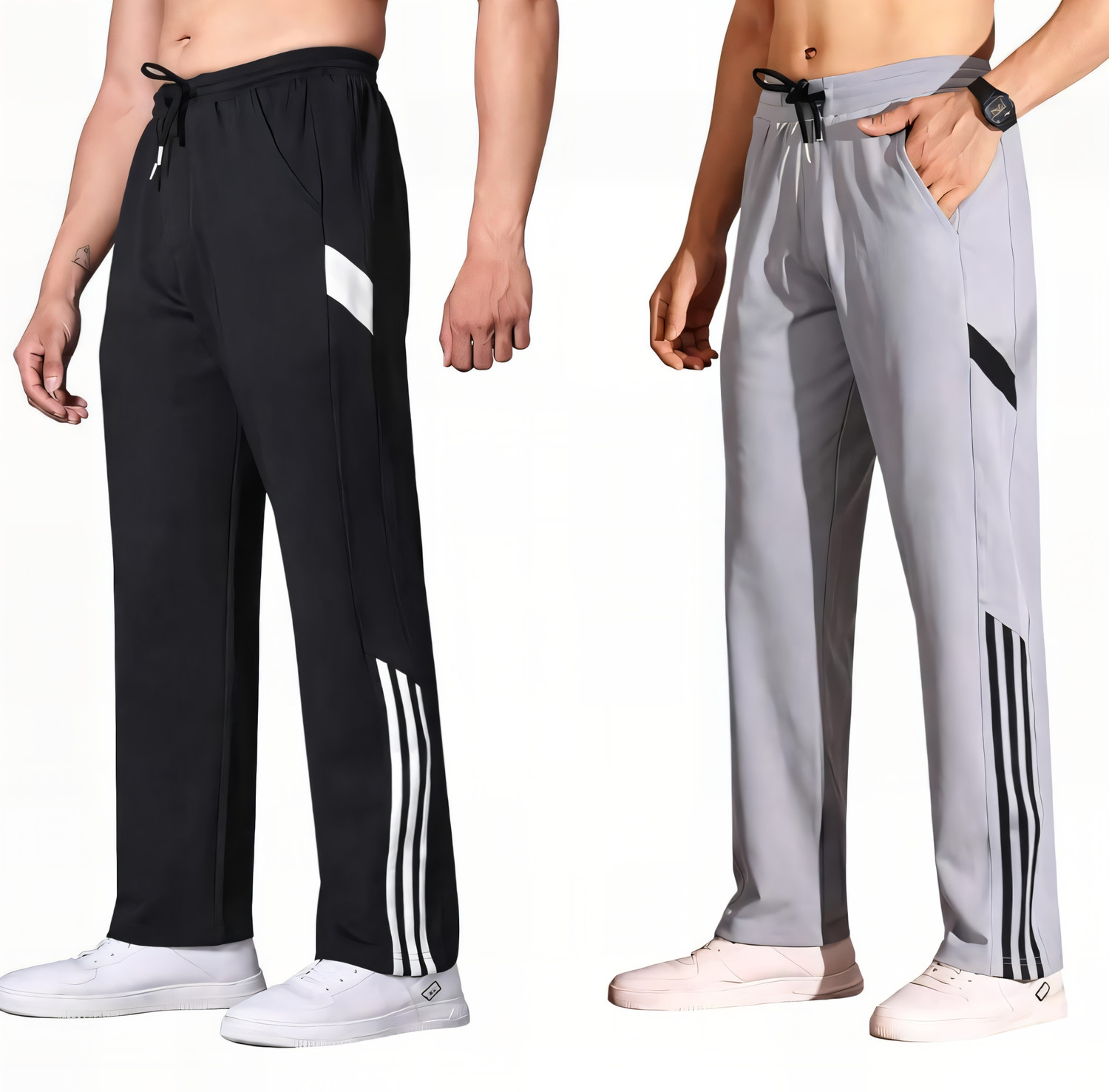 RUSKSUN Solid Men Black, Grey Track Pants