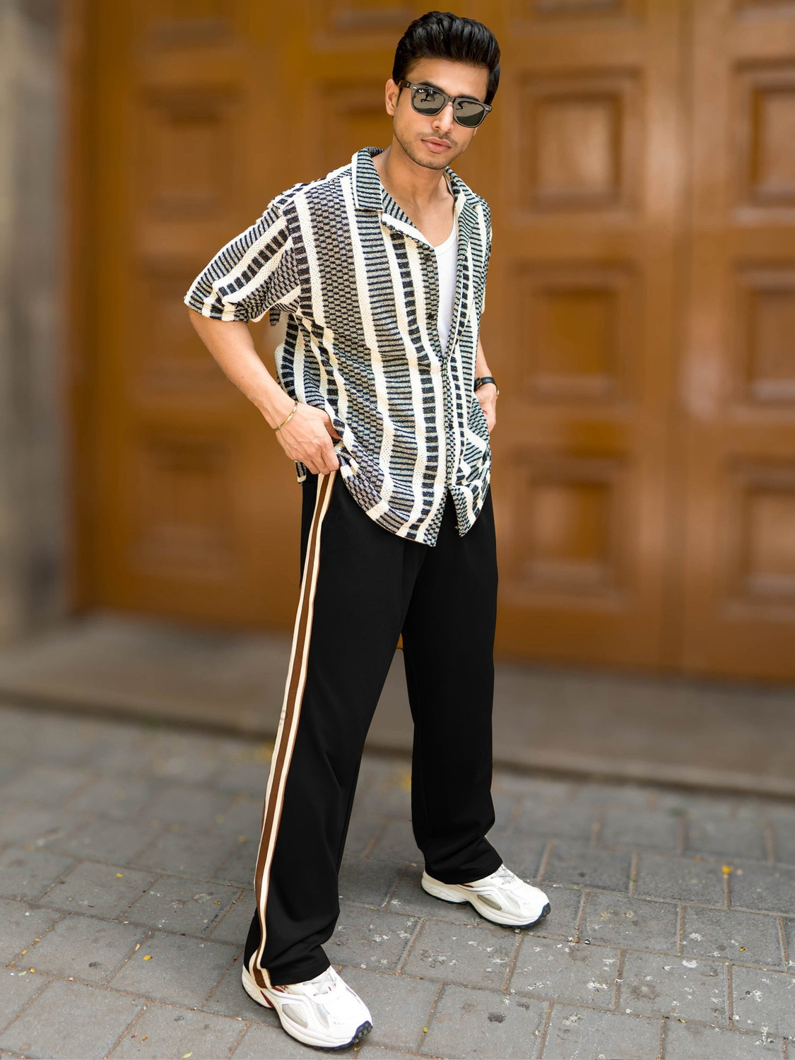 Image of COMBRAIDED Slim Fit Men Black Trousers