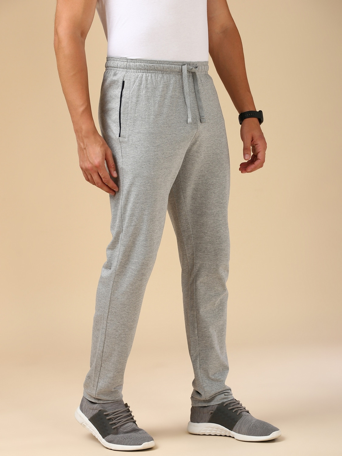 Image of VAN HEUSEN Solid Men Grey Track Pants