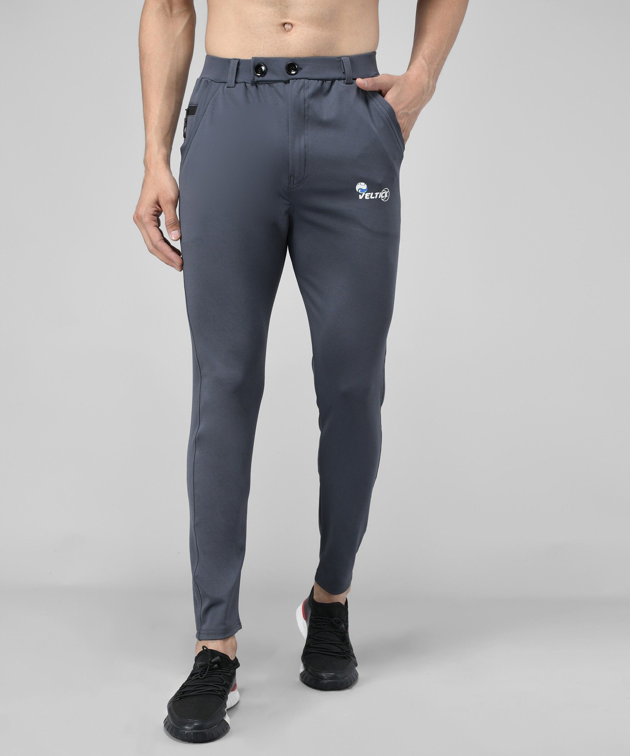 Image of Veltick Solid Men Grey Track Pants