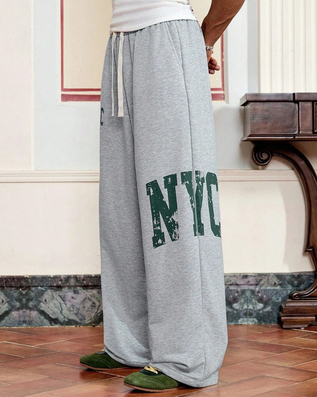 Image of Cloth N Code Printed Men Silver Track Pants