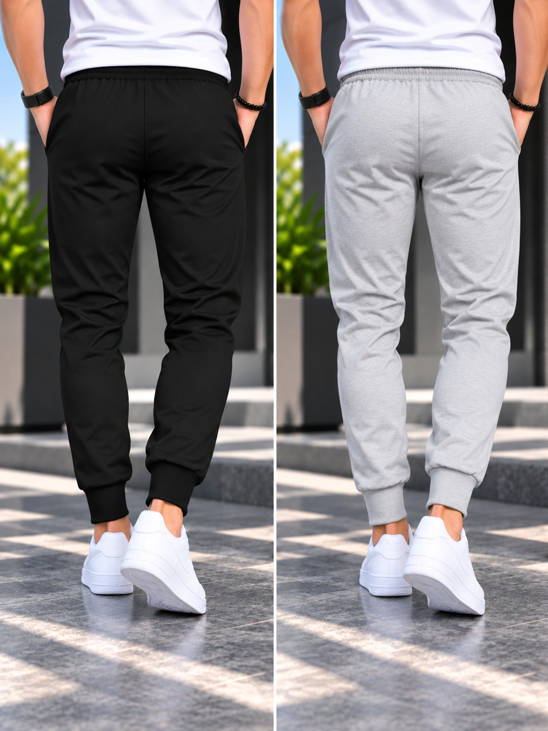 Image of NB NICKY BOY Pack of 2 Men Printed Grey, Black Track Pants