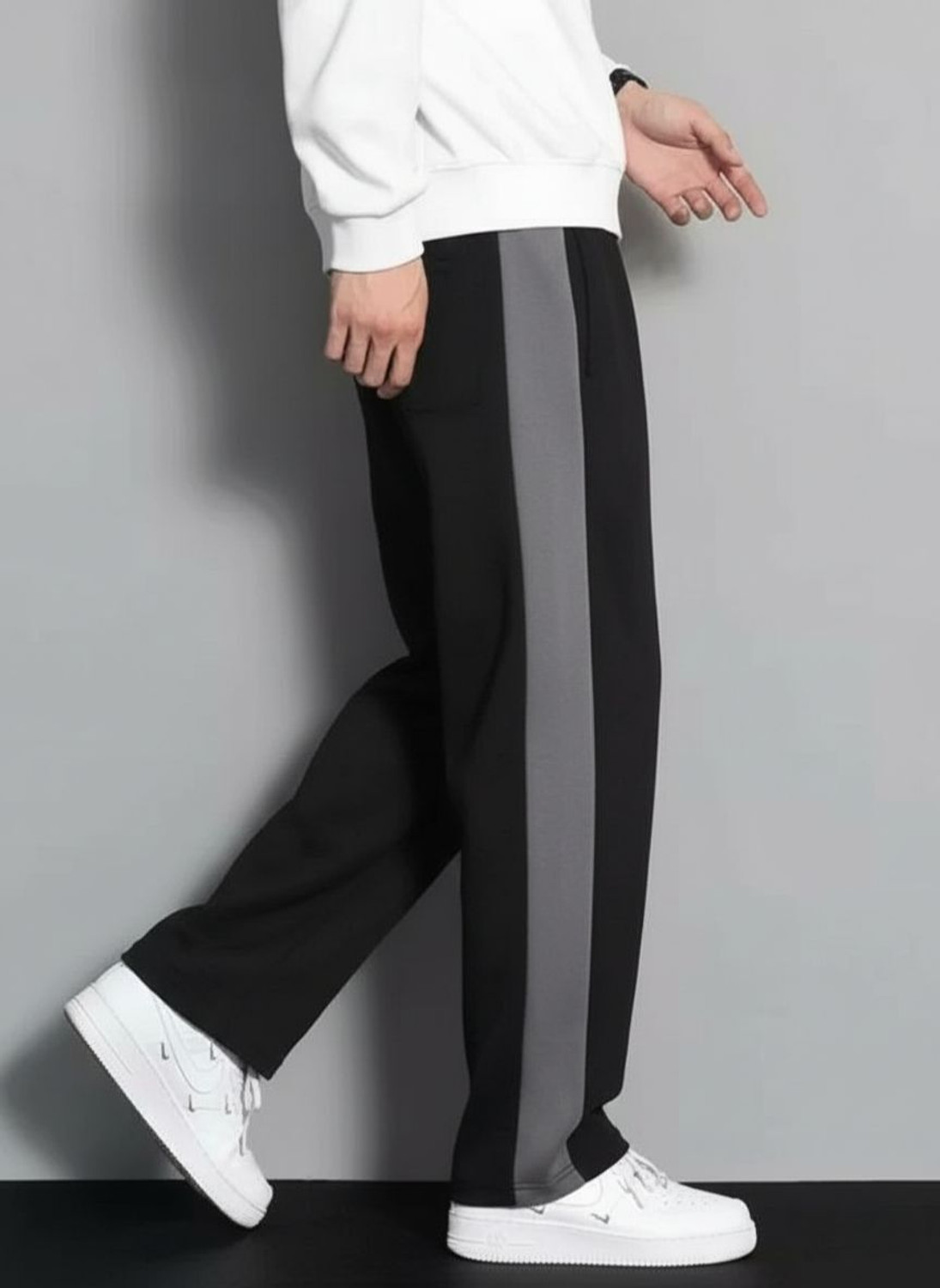 Image of Venner Solid Men Black, Grey Track Pants