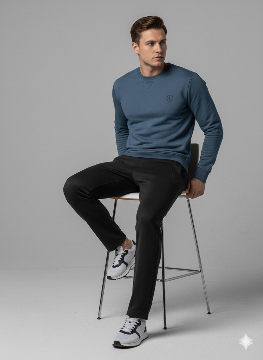 Image of MACK JONNEY Self Design Men Black Track Pants