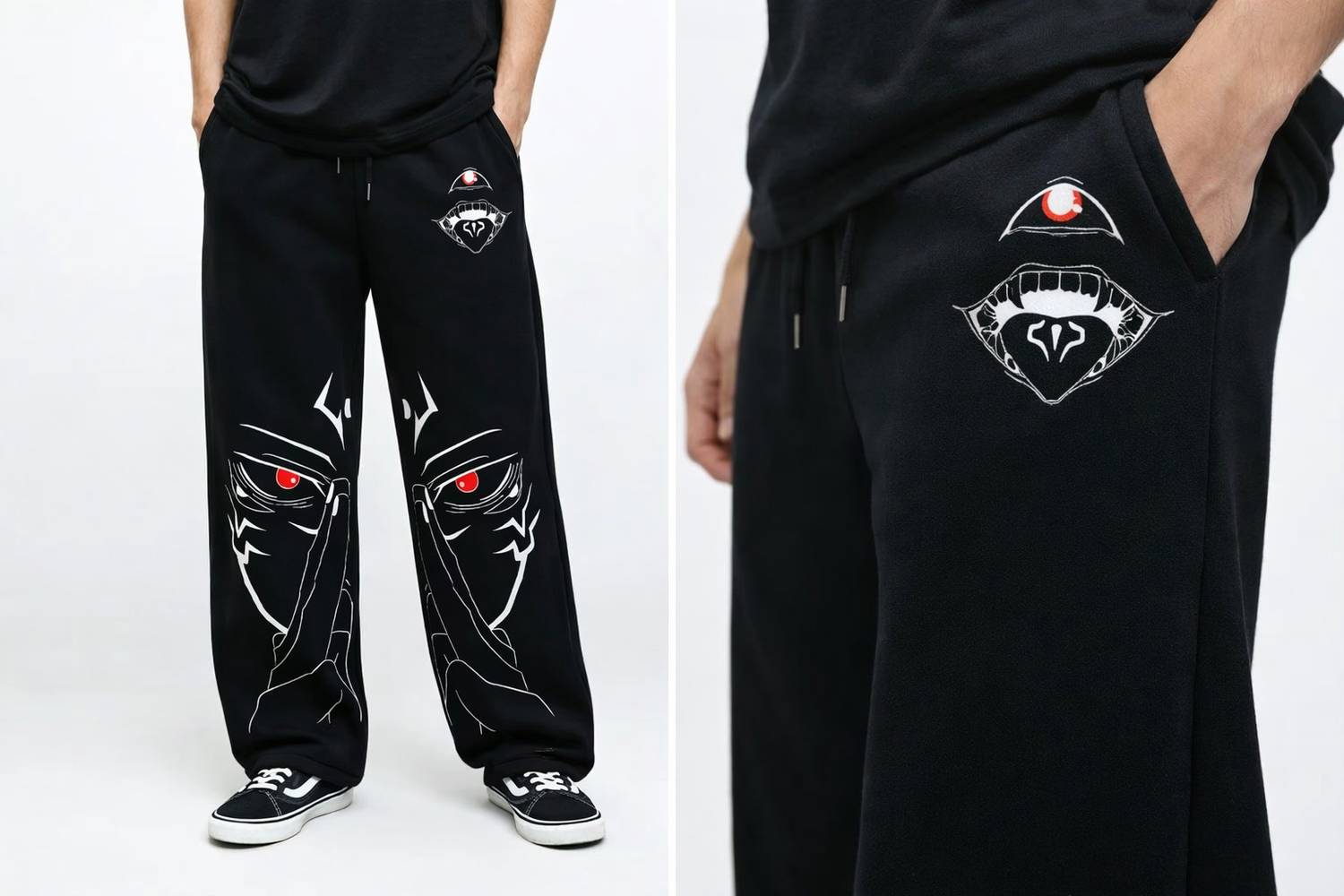 VisorUp Men's Graphic Print Black Track Pants - Image 5