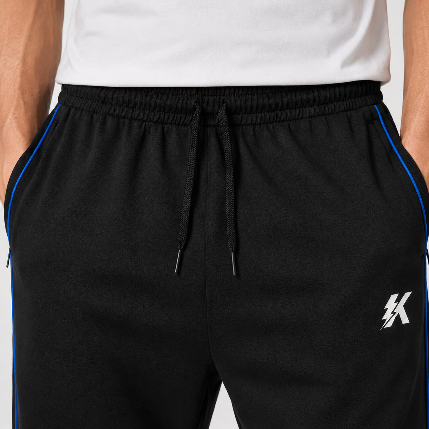 Image of Kynetic Men Striped Black Track Pants