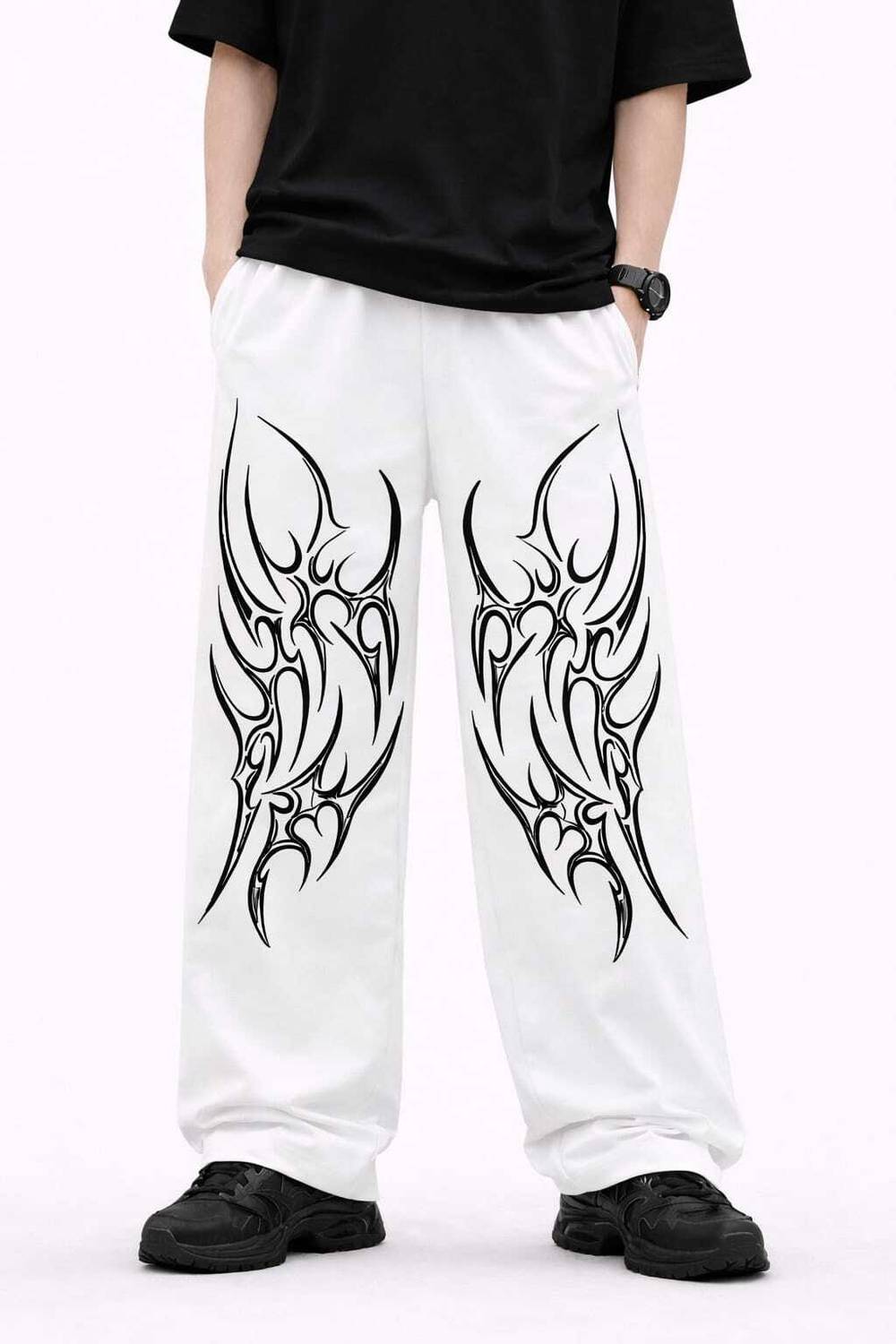 Anisom Printed Men & Women White Track Pants