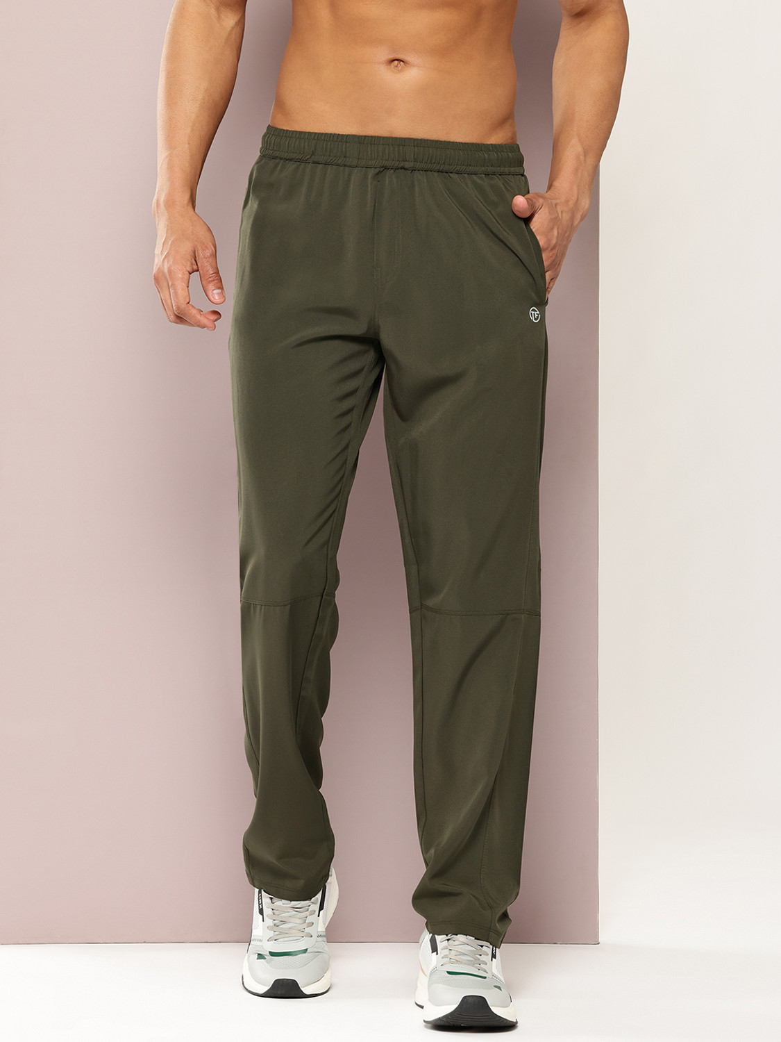 Image of Turnfit Men Solid Olive Track Pants