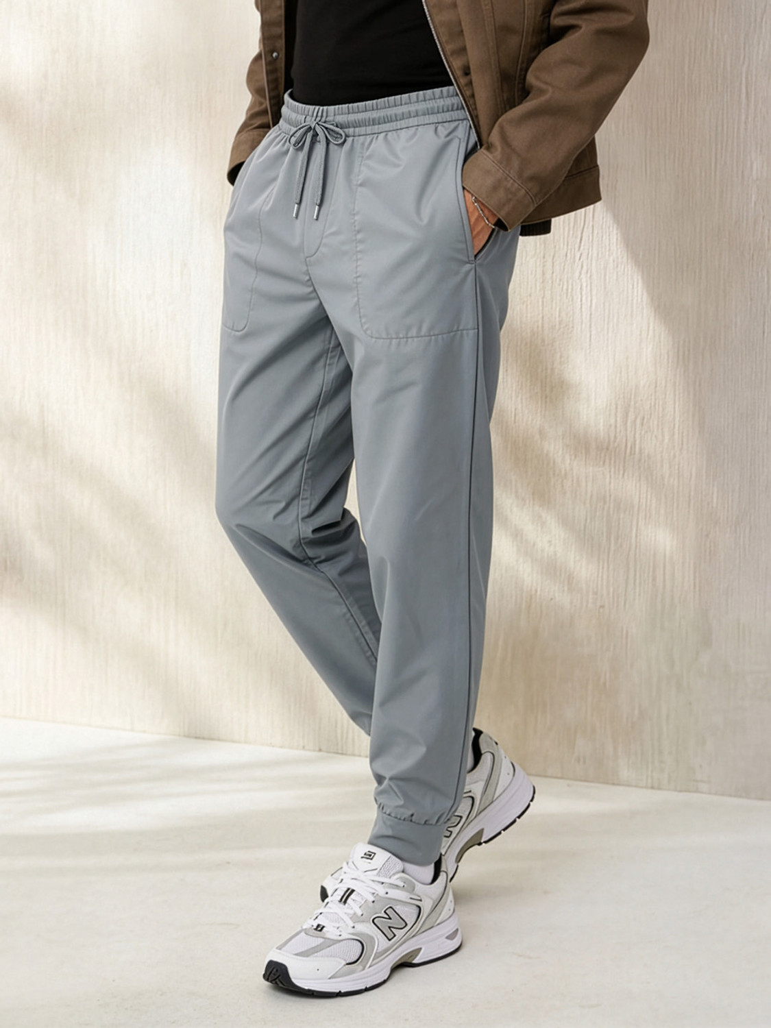 Image of Damensch Men Solid Grey Track Pants