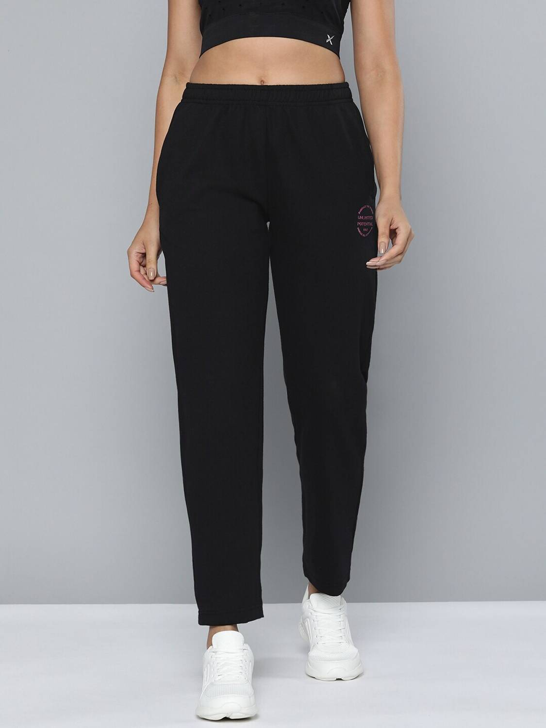 HRX by Hrithik Roshan Women Solid Black Track Pants