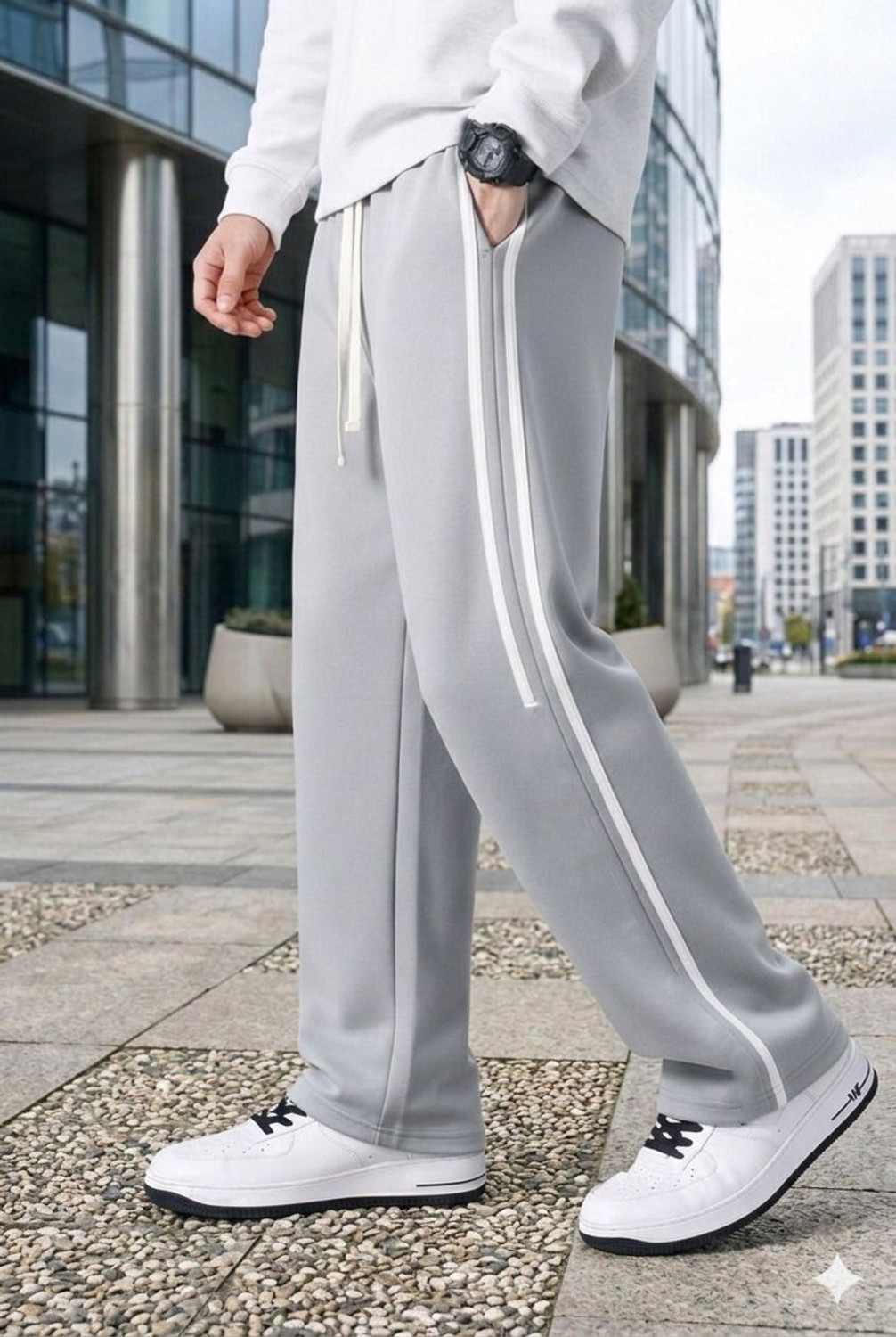 Image of KEESUN Striped Men Grey Track Pants
