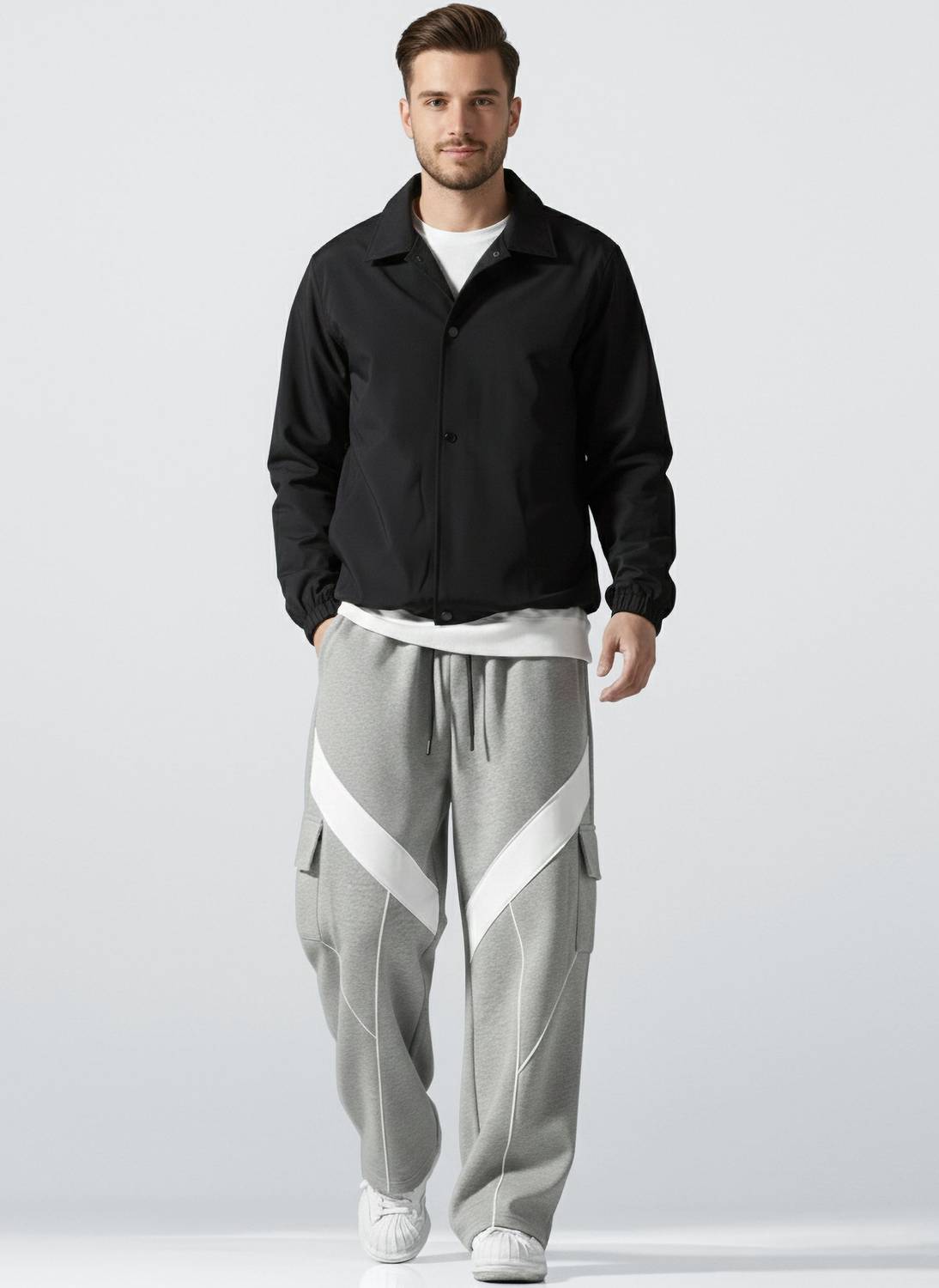 TRIPR Colorblock Men Grey, White Track Pants - Image 5