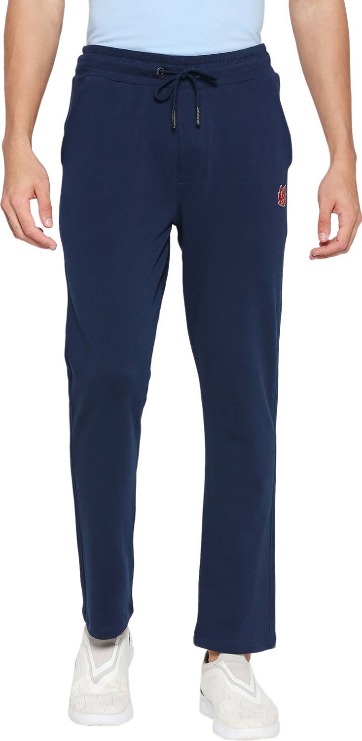 BEING HUMAN Solid Men Blue Track Pants