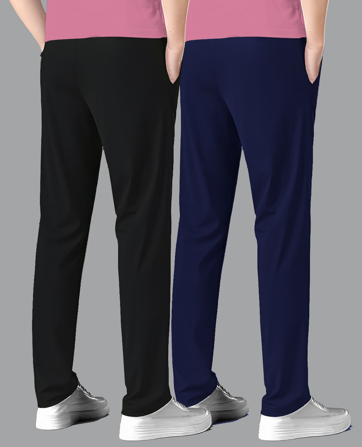 Image of FLYZEN Printed Men Black, Dark Blue Track Pants