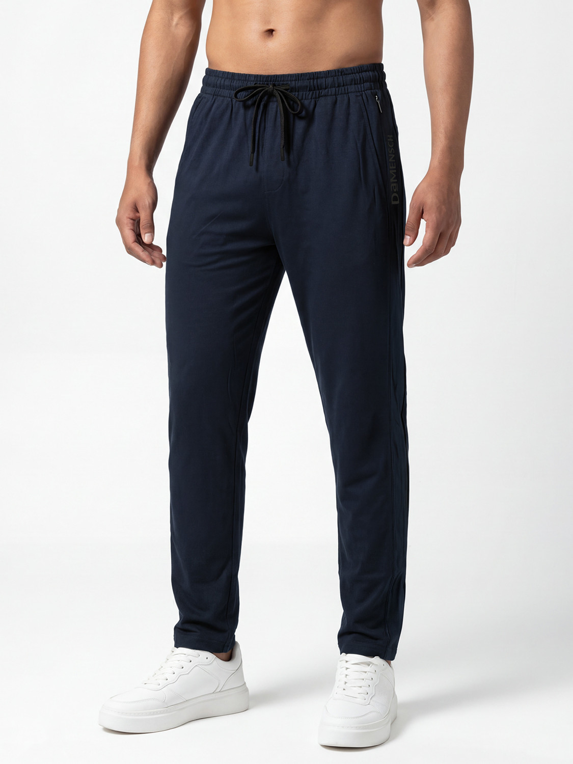 Image of Damensch Solid Men Dark Blue Track Pants
