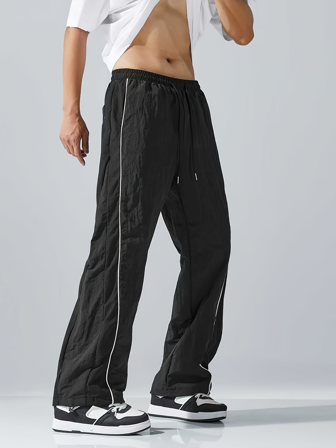 Image of loomzy Striped Men Black Track Pants