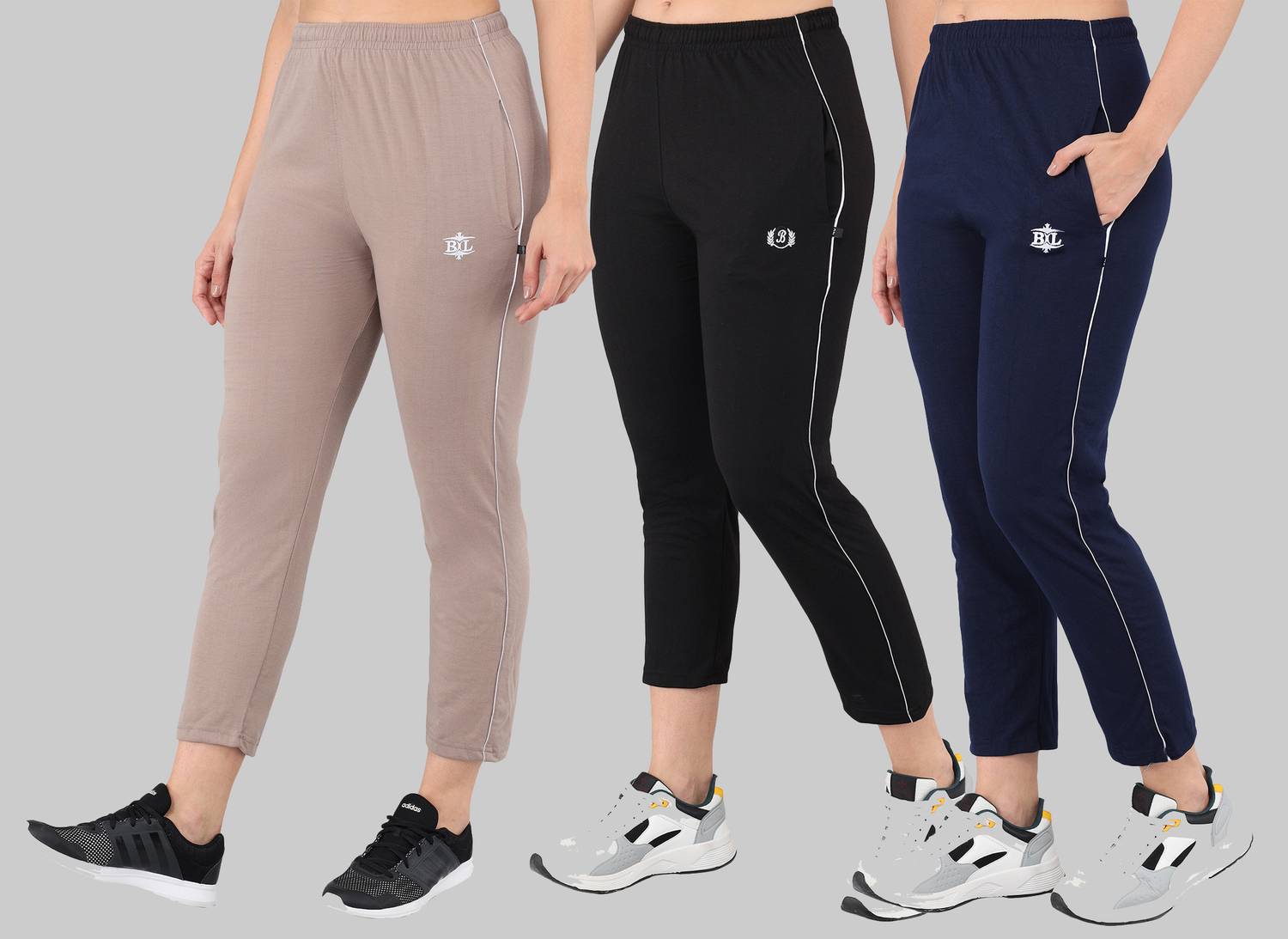 ASDF Pack of 3 Women Self Design Multicolor Track Pants