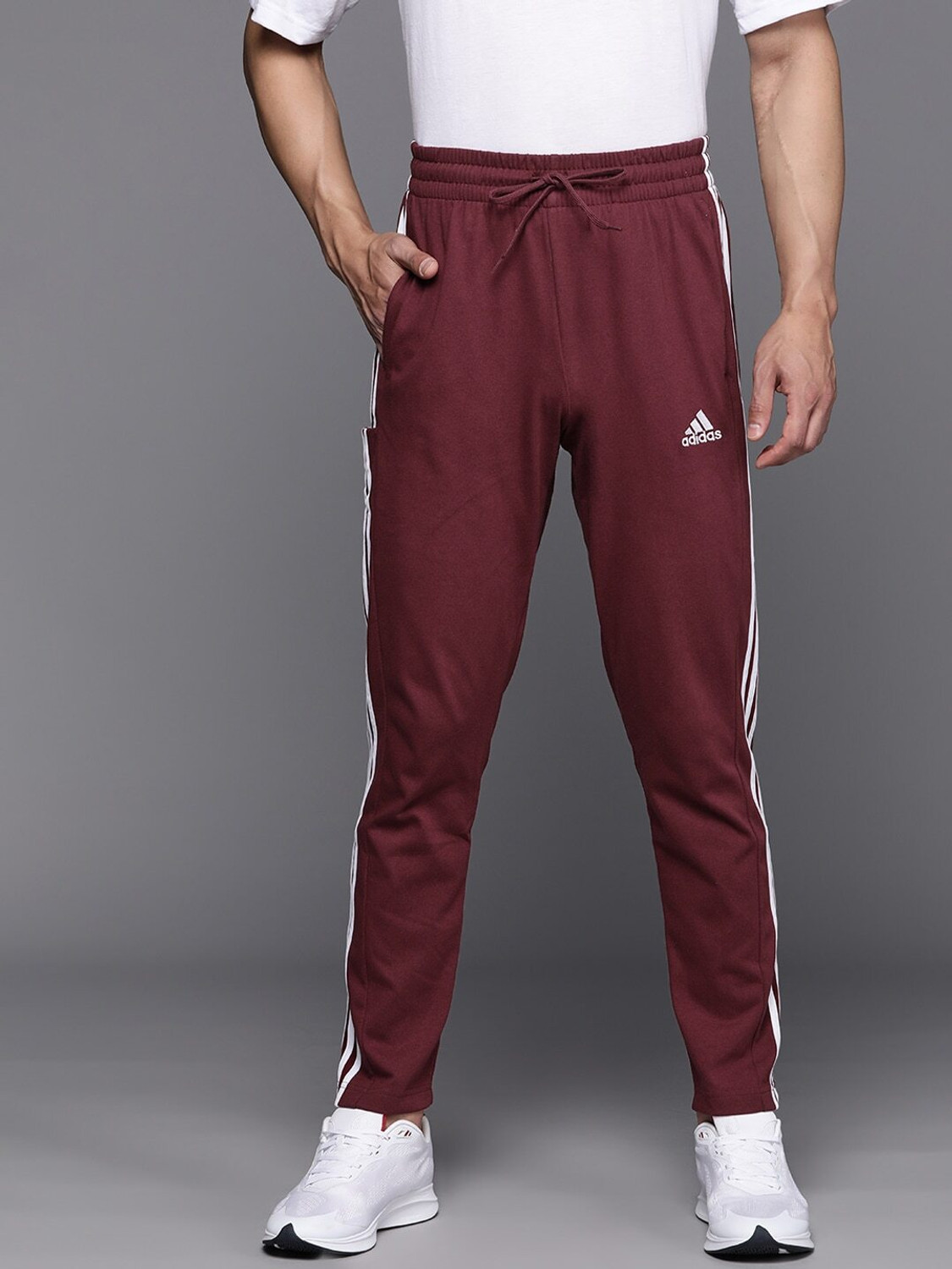 Image of ADIDAS Striped Men Red Track Pants