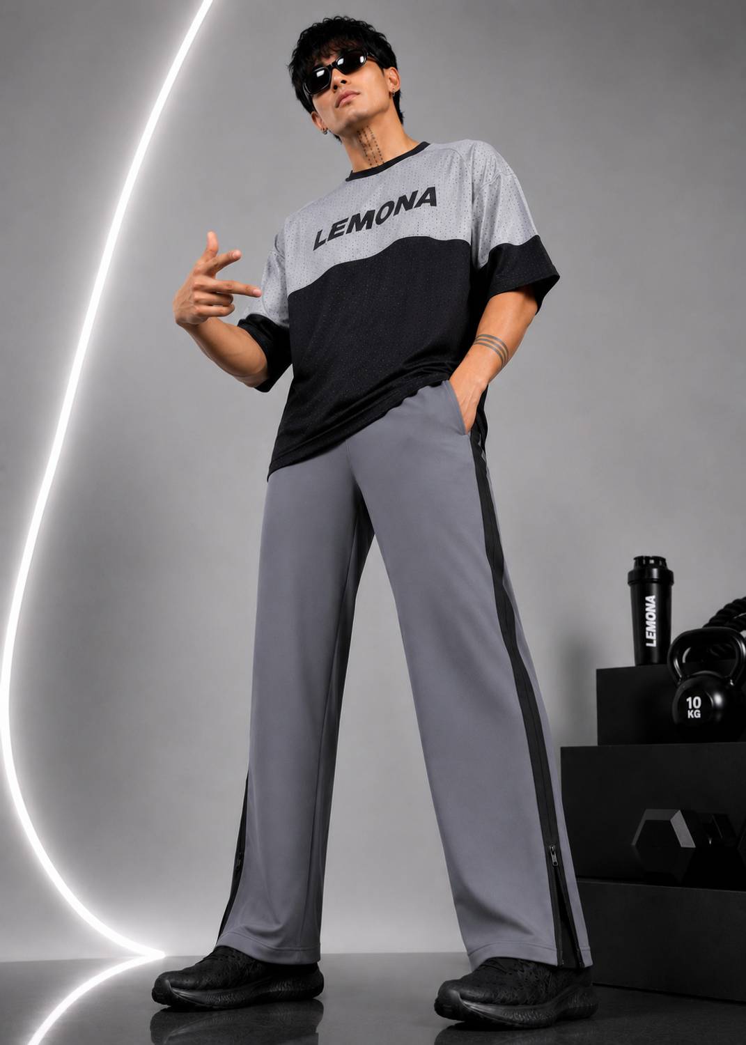 Lemona Striped Grey Track Pants - Image 5