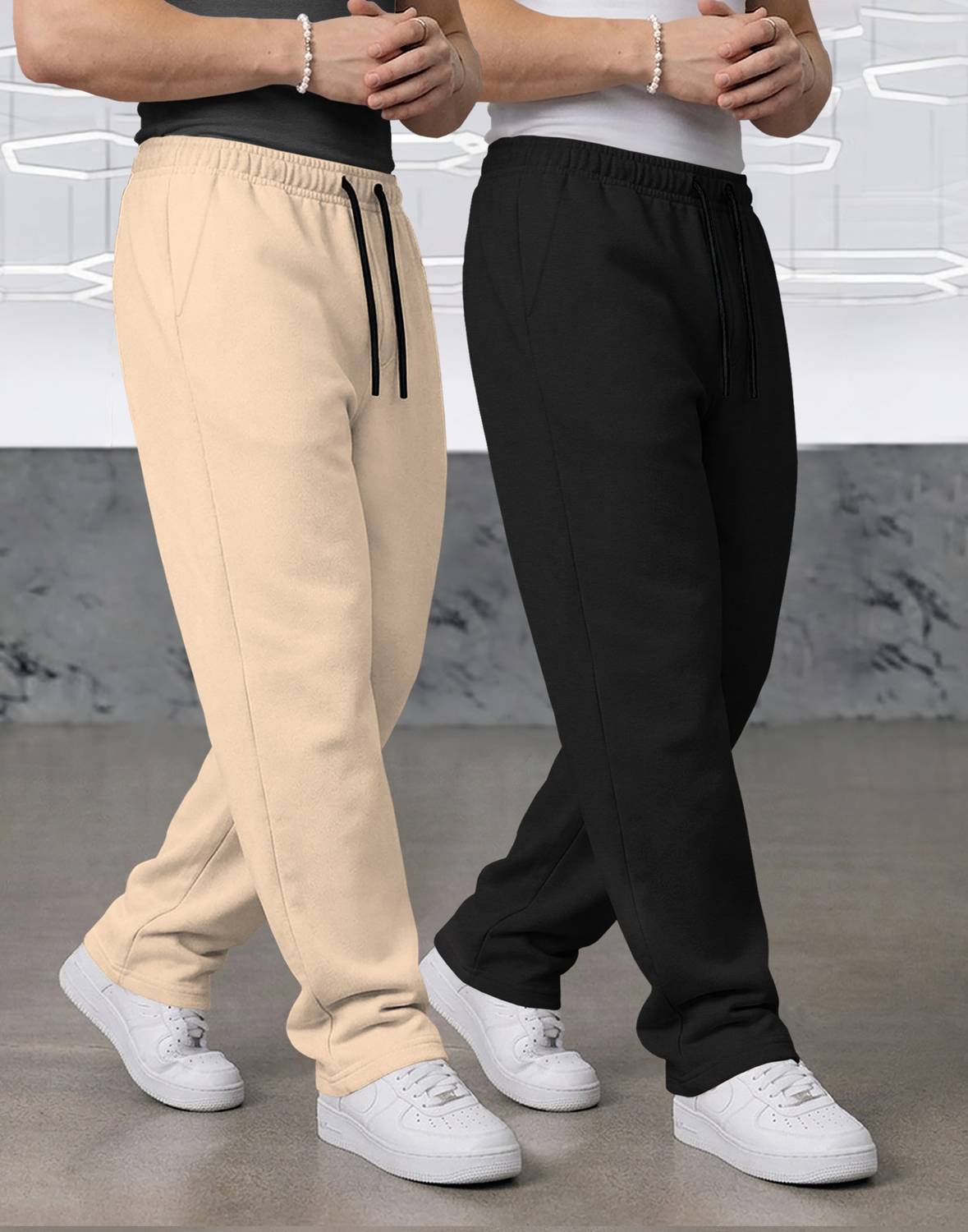 TRIPR Men Beige, Black Track Pants Pack of 2 - Image 3