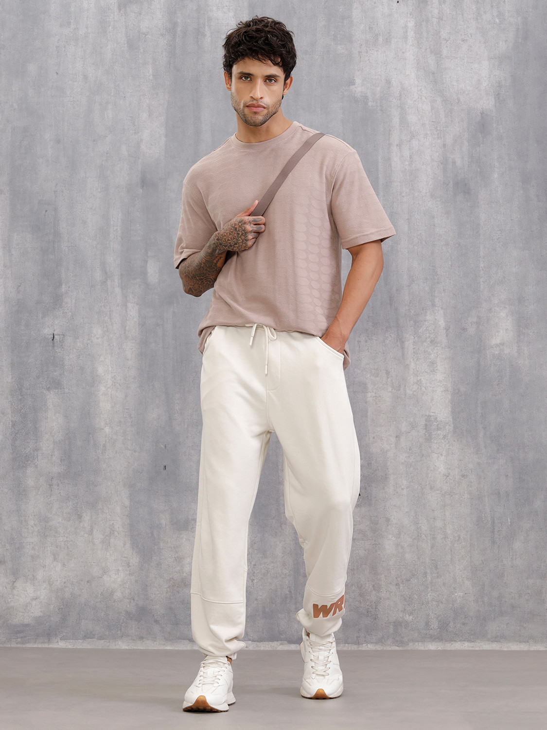 Image of WROGN Solid Men White Track Pants