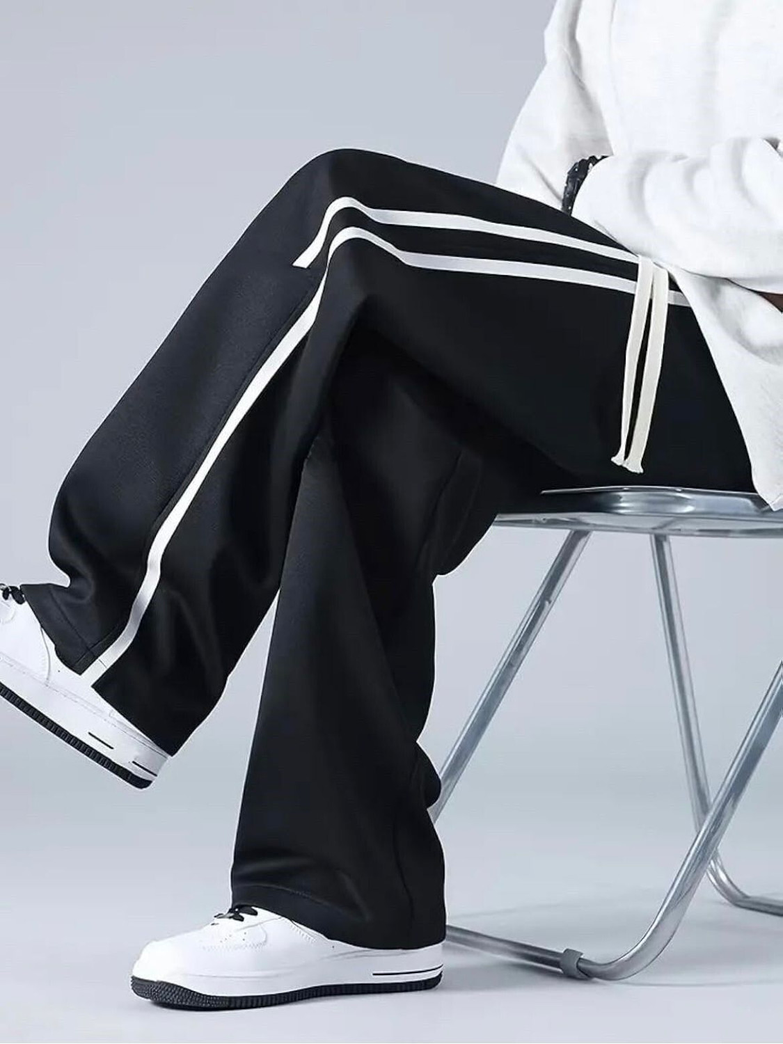 Image of ELITE STAR Striped Men Black Track Pants