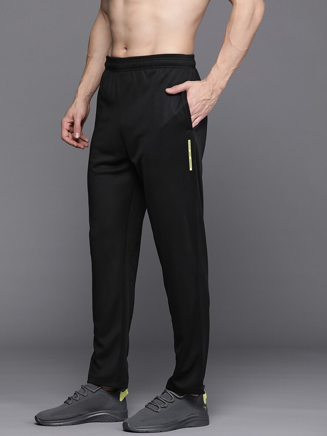 Image of HRX by Hrithik Roshan Solid Men Black Track Pants