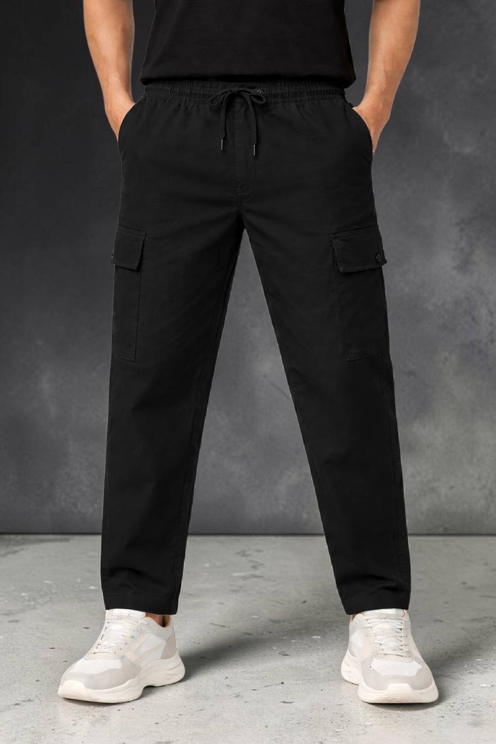 BISHWAAS Solid Men Black Track Pants