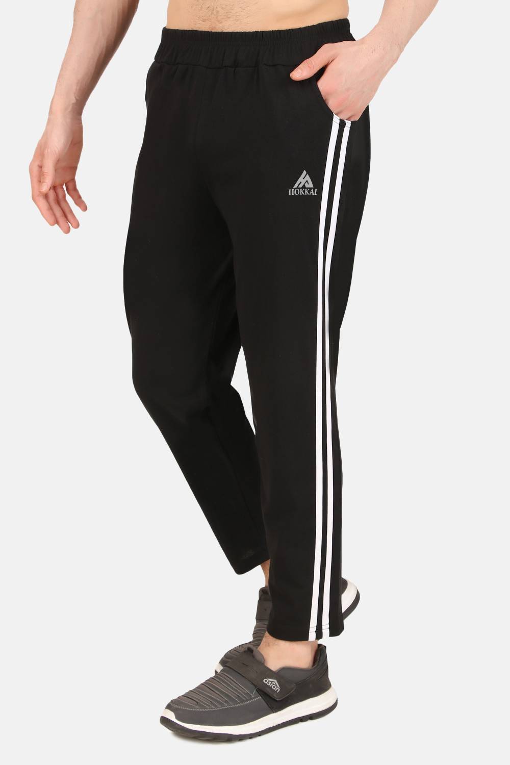 Clothina Black Striped Men Track Pants - Image 1