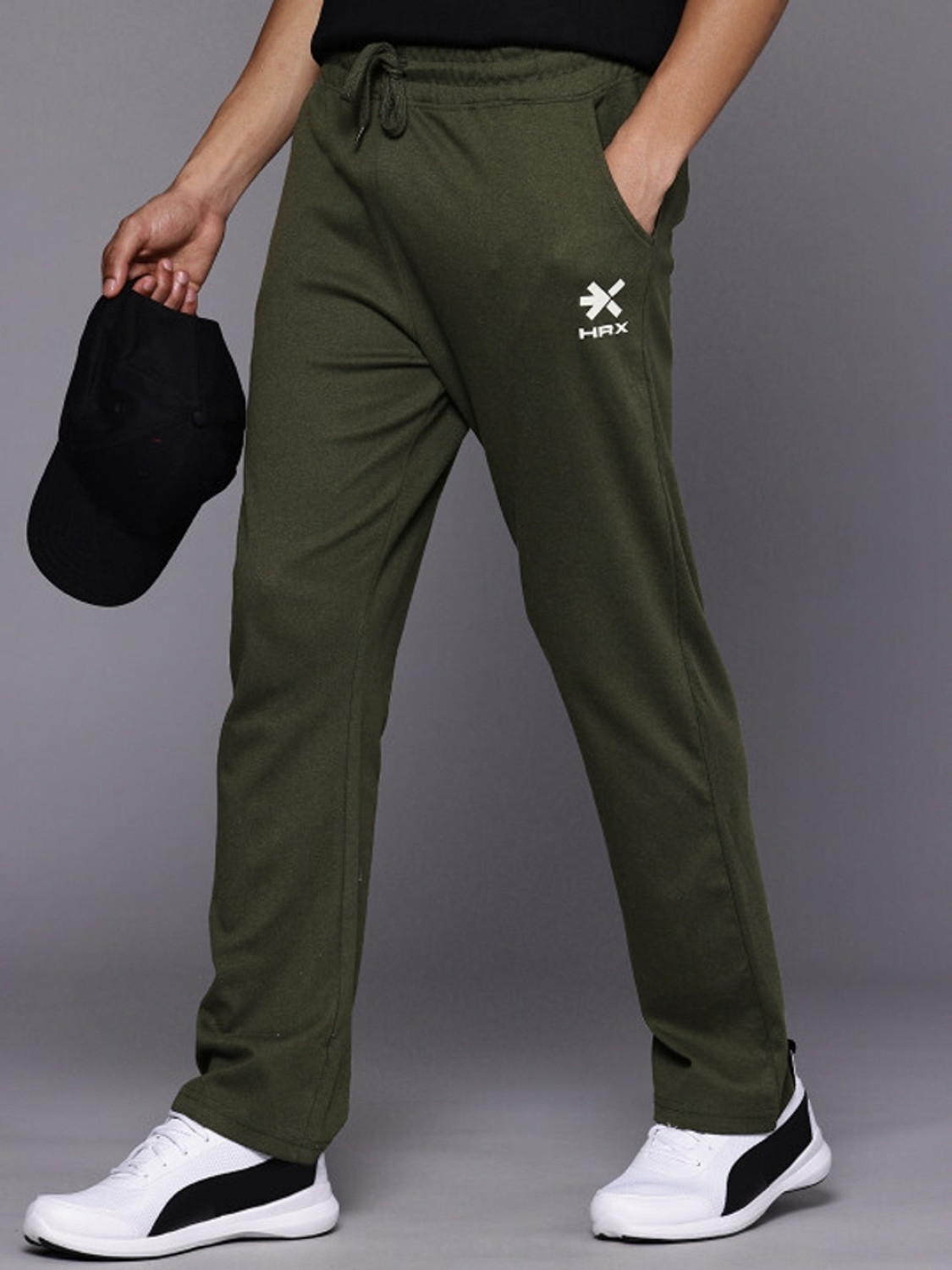 Image of HRX by Hrithik Roshan Pack of 2 Men Printed Olive, Blue Track Pants