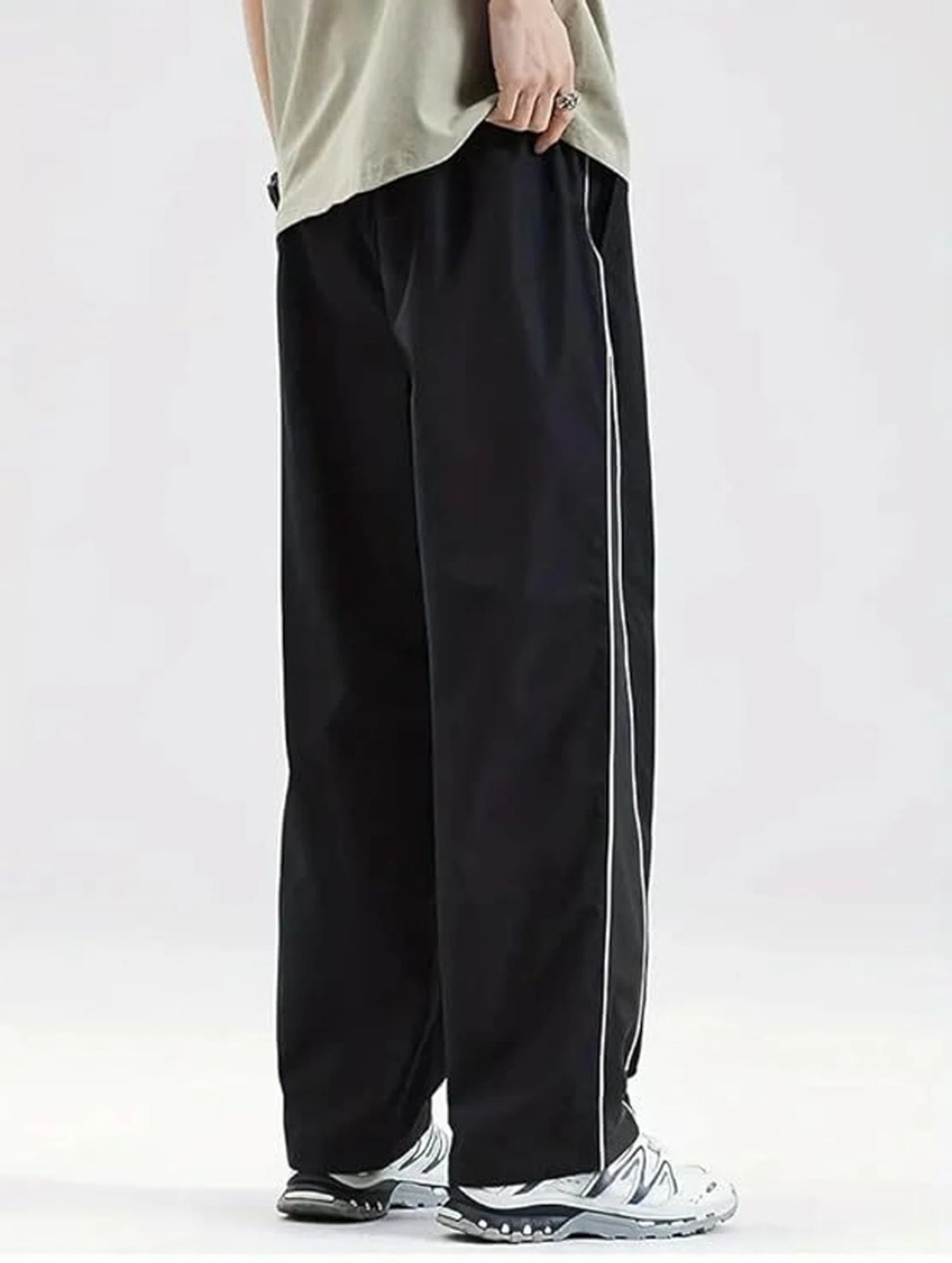 Image of PSVEESHA Striped Men Black Track Pants