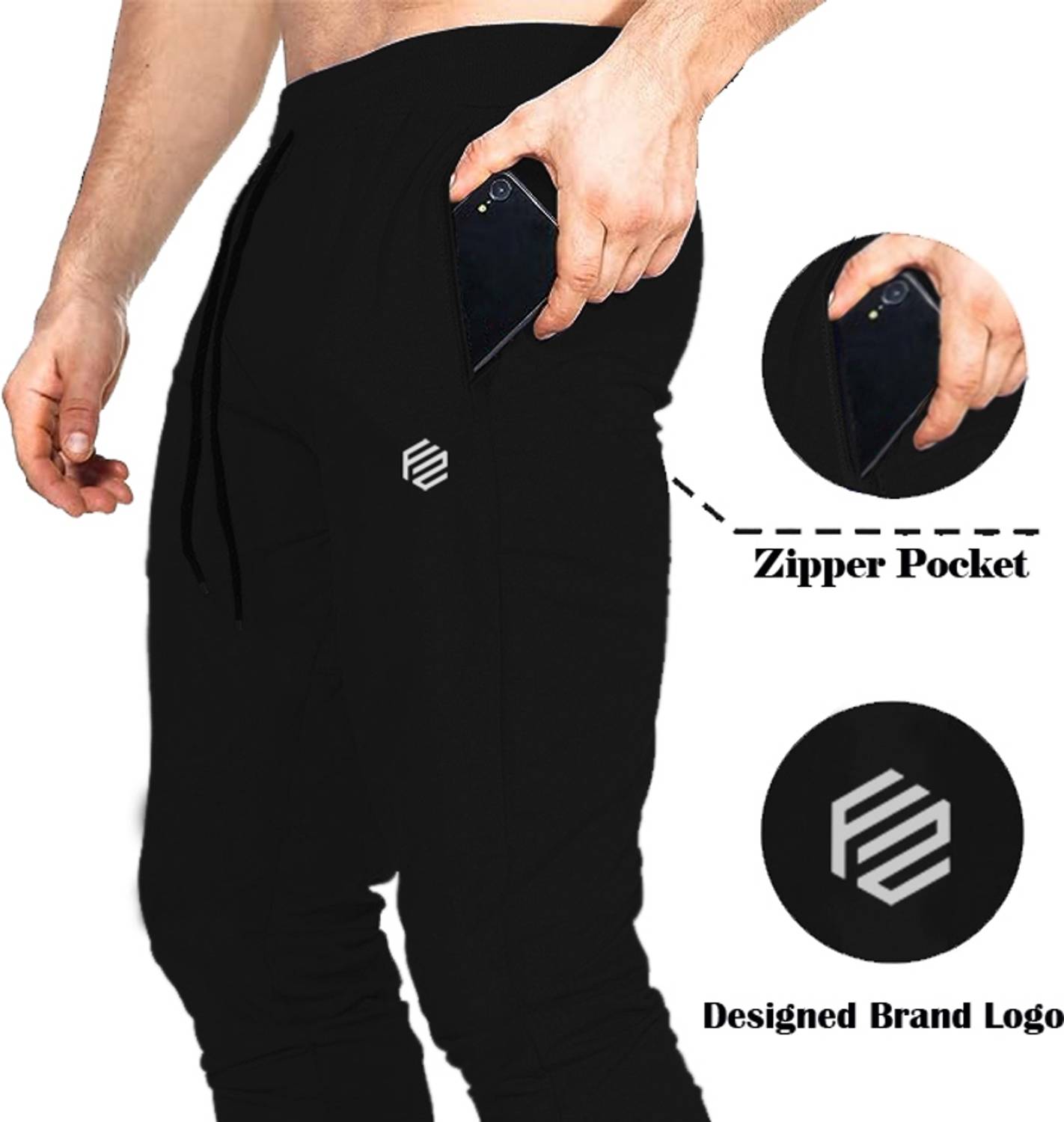 Flyzen Men's Printed Black Grey Track Pants - Image 4