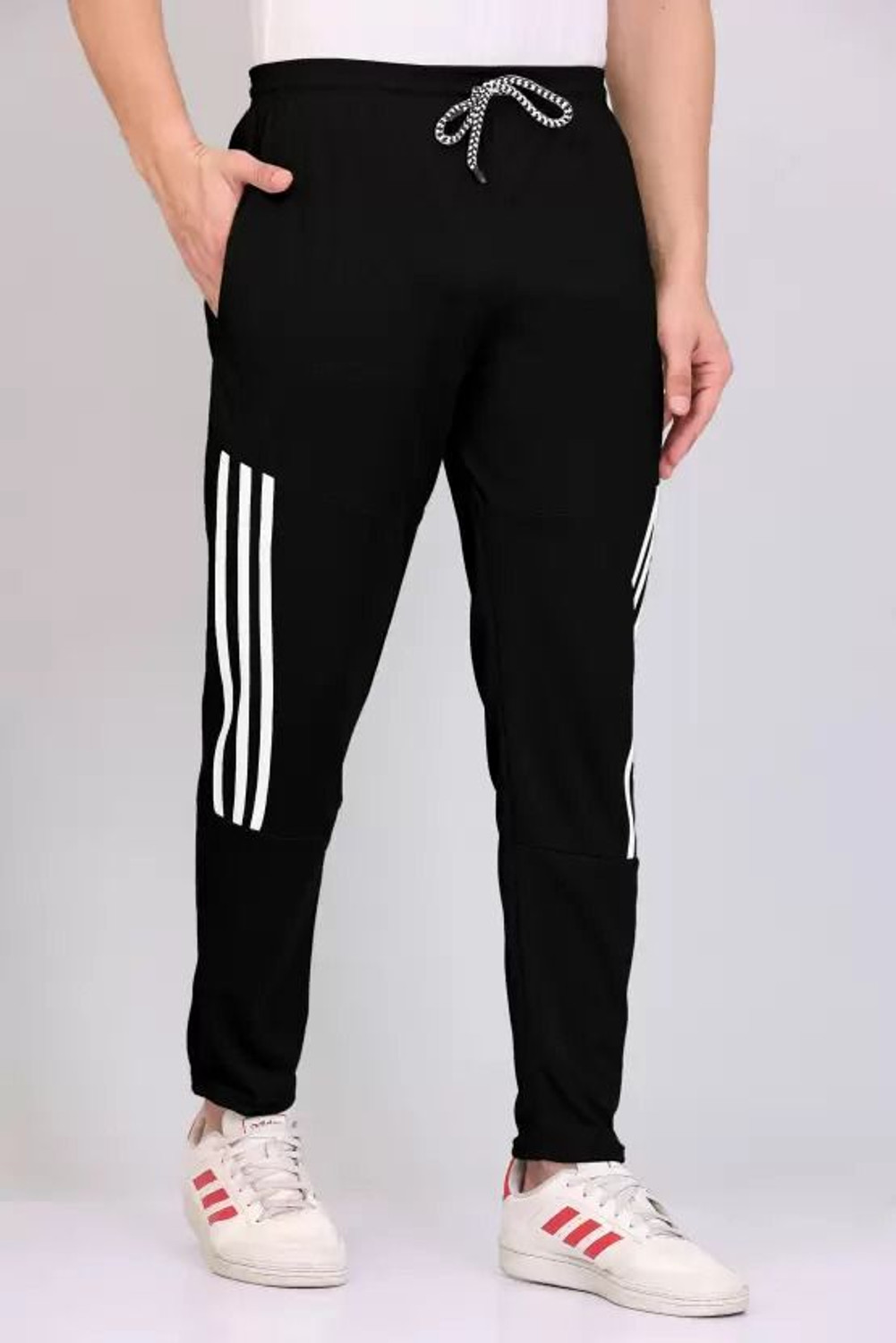 Image of GAJVU Striped Men Black, White Track Pants