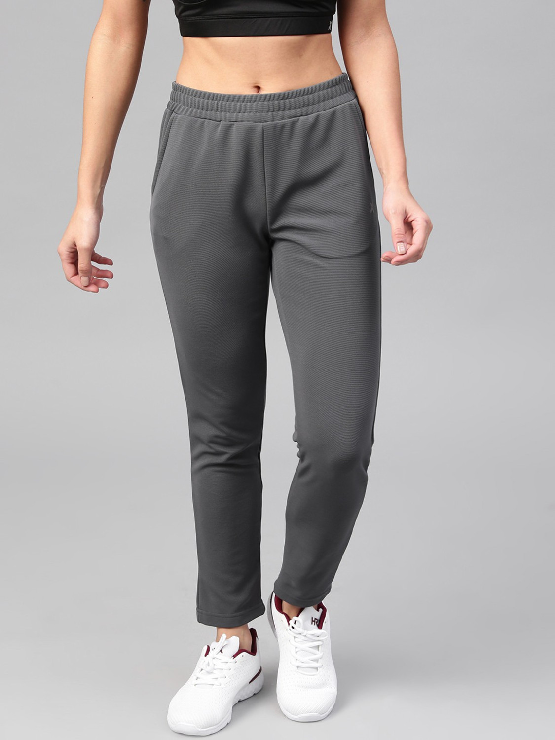 Image of HRX by Hrithik Roshan Solid Women Grey Track Pants