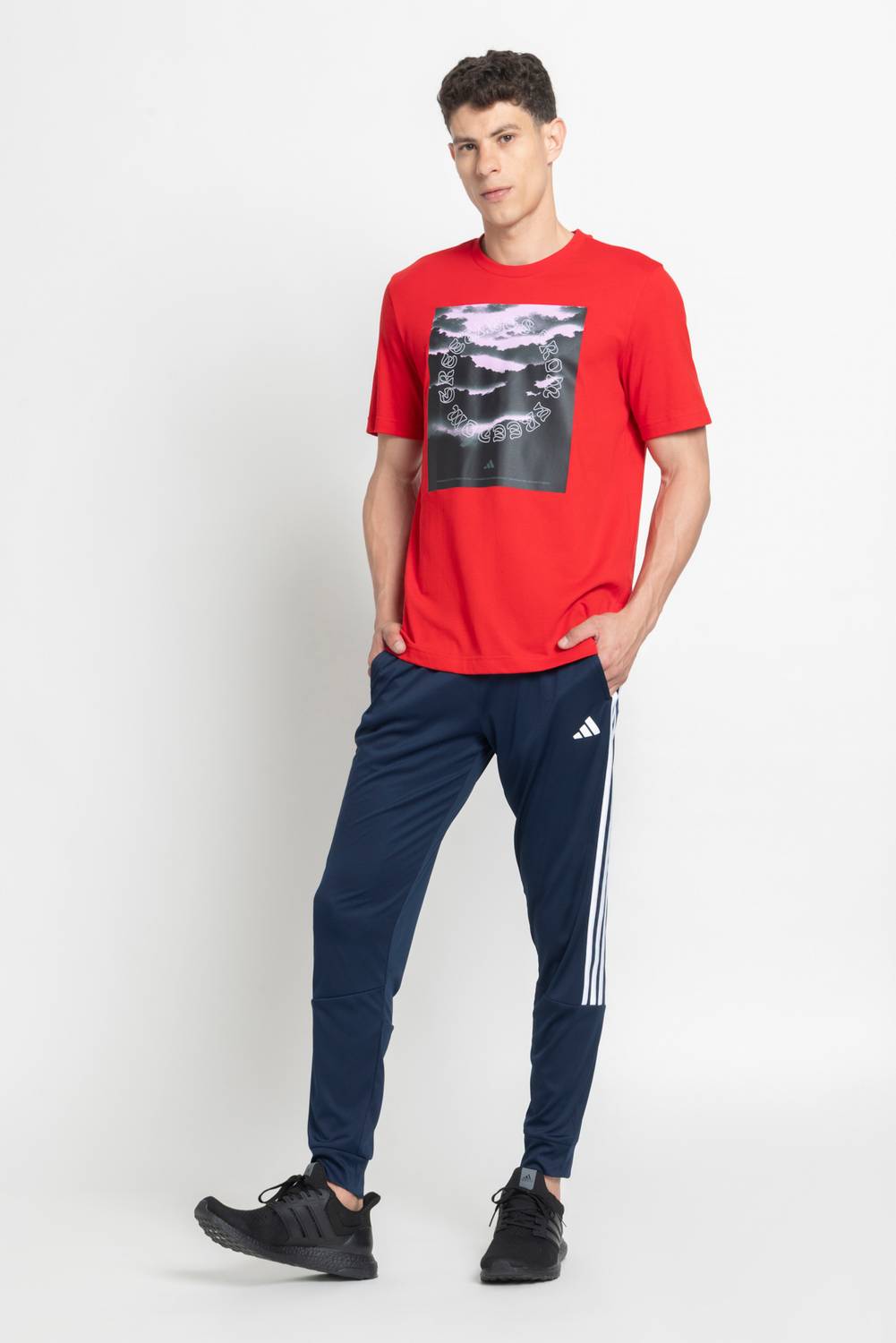 ADIDAS Striped Men Blue Track Pants