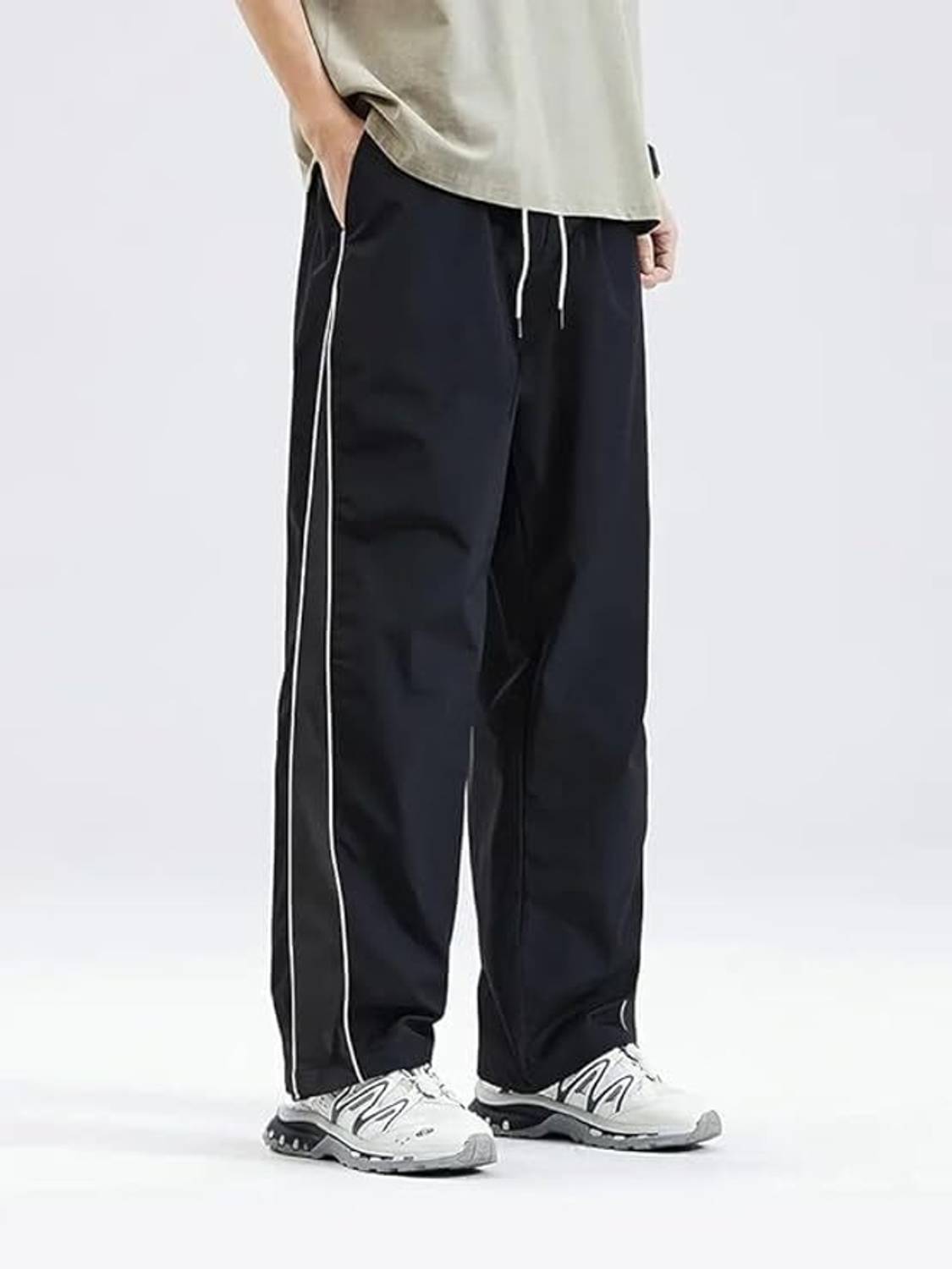 Fabitto Striped Men Black, Grey Track Pants Pack of 2 - Image 4