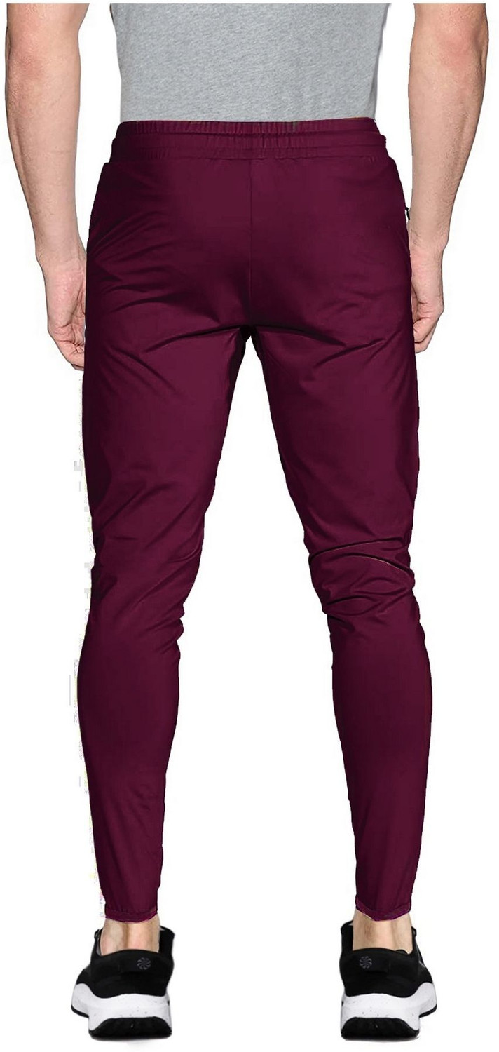 Image of AVOLT Solid Men Maroon, Light Green Track Pants
