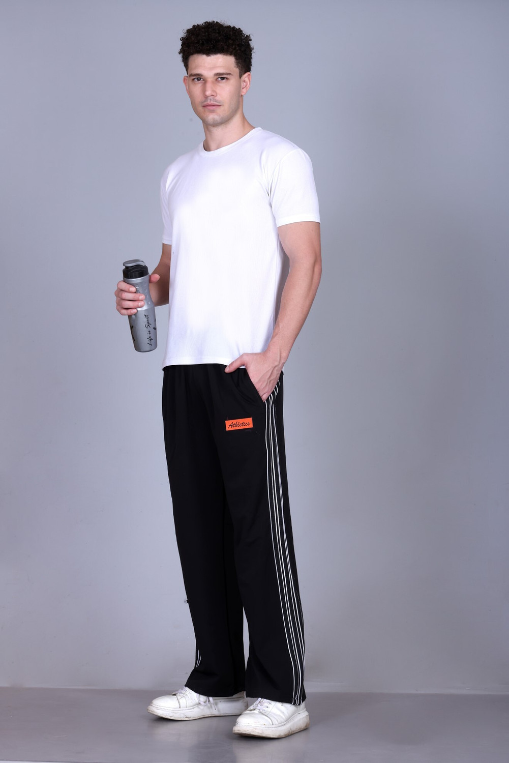 Image of HVBK Striped Men Black Track Pants