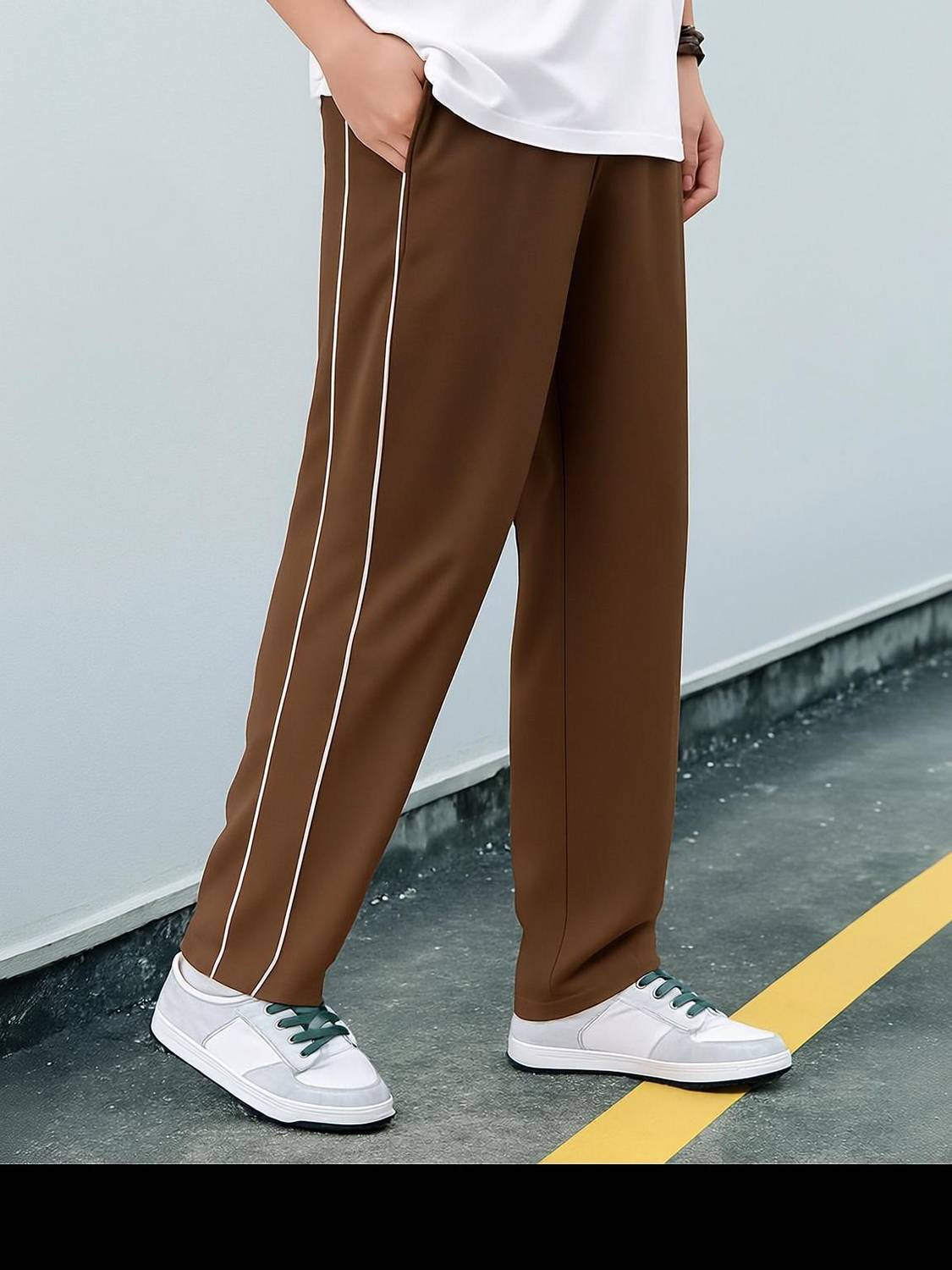 Adokedo Striped Men Brown Track Pants