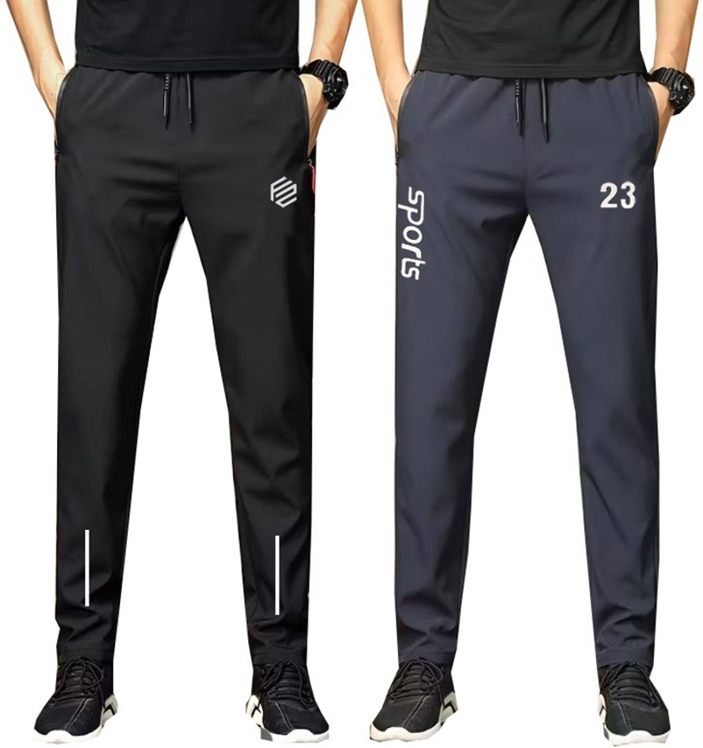 Flyzen Men's Printed Black Grey Track Pants - Image 1