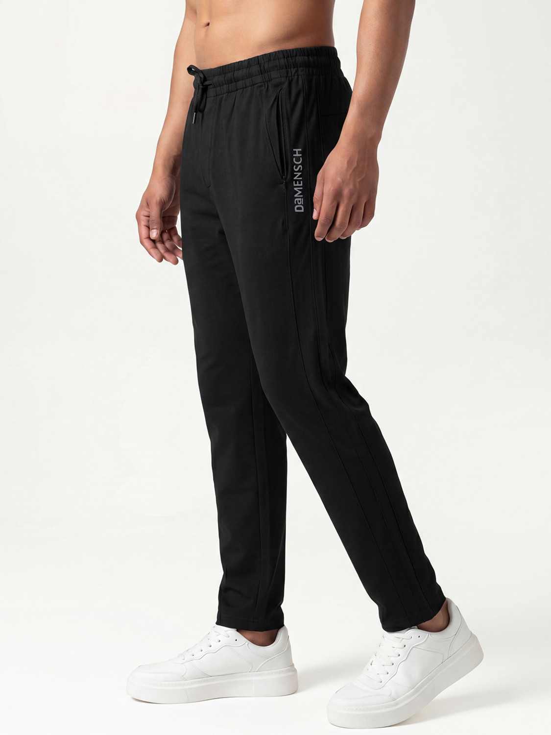 Image of Damensch Solid Men Black Track Pants