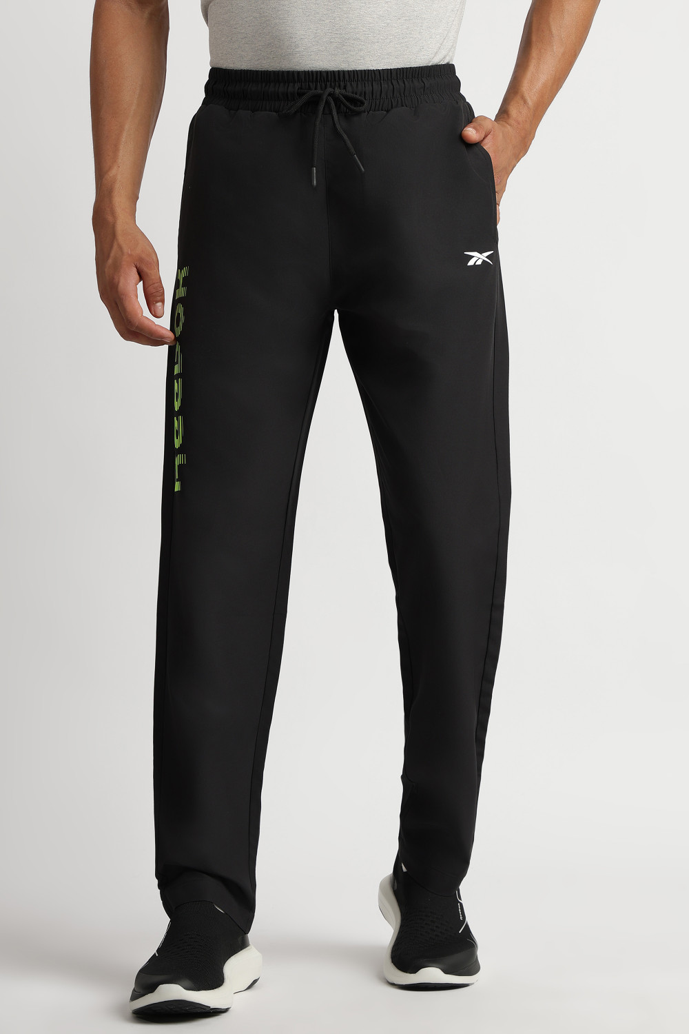 Image of REEBOK Printed Men Black Track Pants