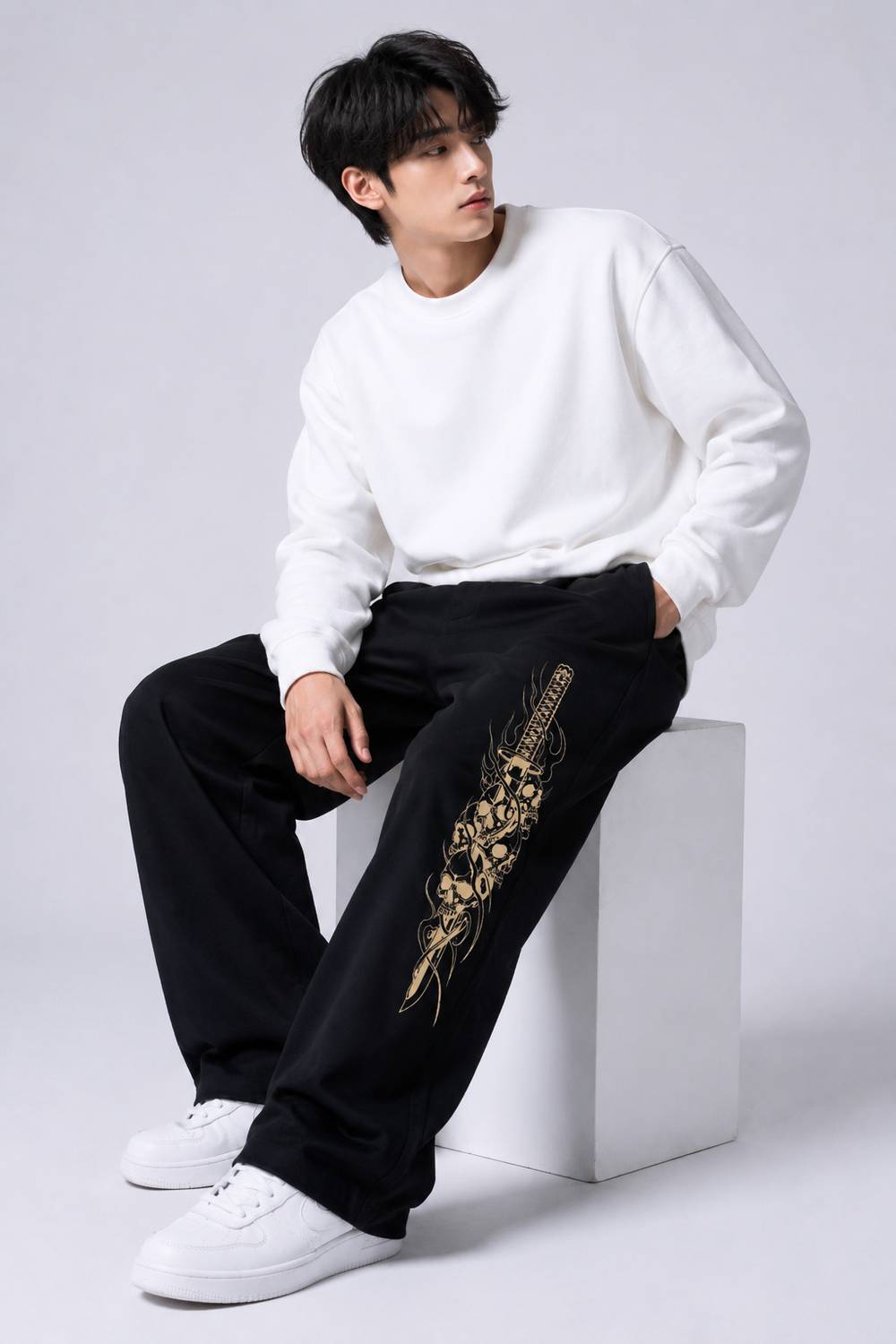 JUGULAR Men Black Printed Track Pants - Image 3
