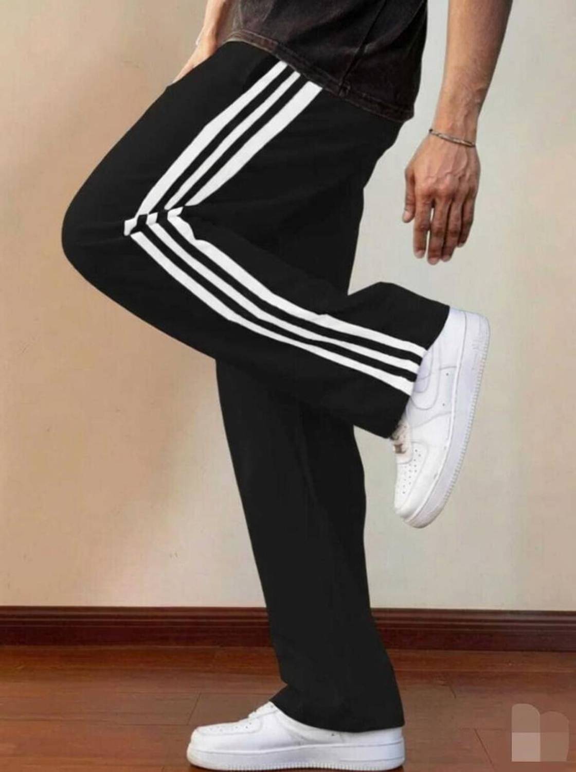 Ansaritextile Striped Men Black Track Pants