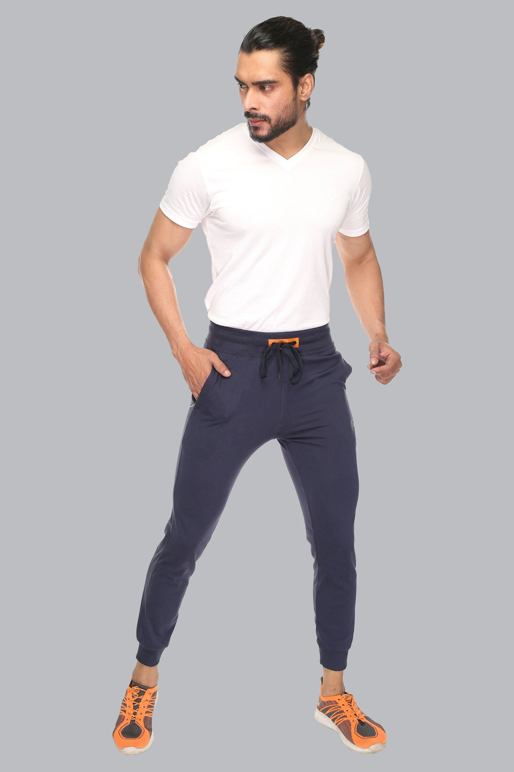 Image of SKYKNIT Solid Men Dark Blue Track Pants